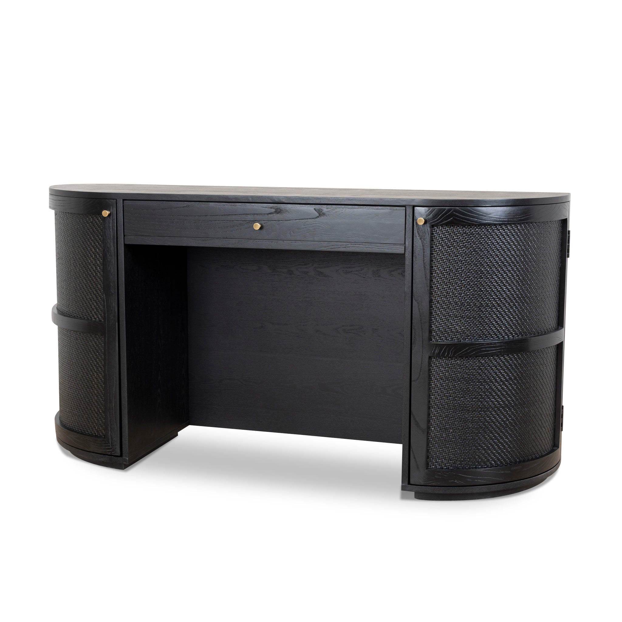 1.55m Rattan Milano Home Office Desk - Full Black