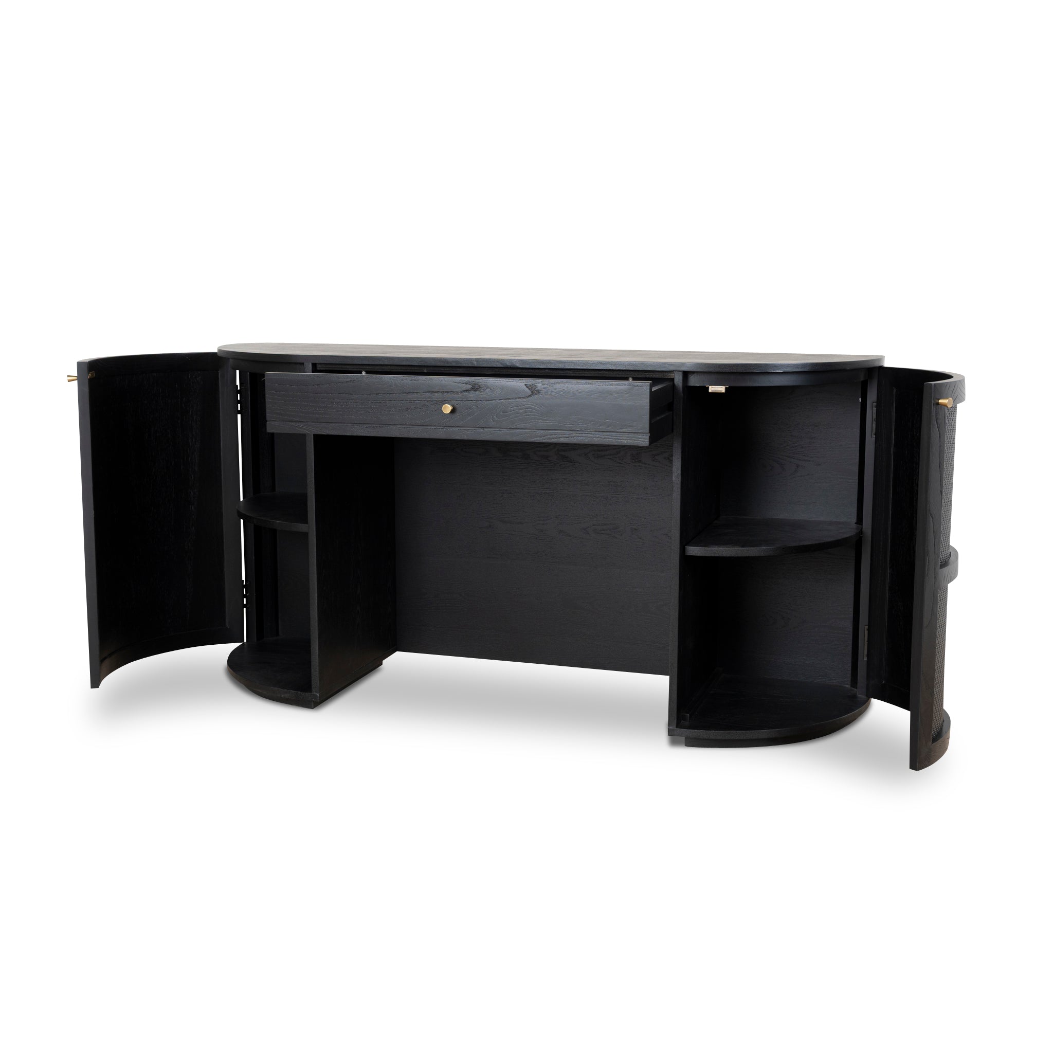 1.55m Rattan Milano Home Office Desk - Full Black