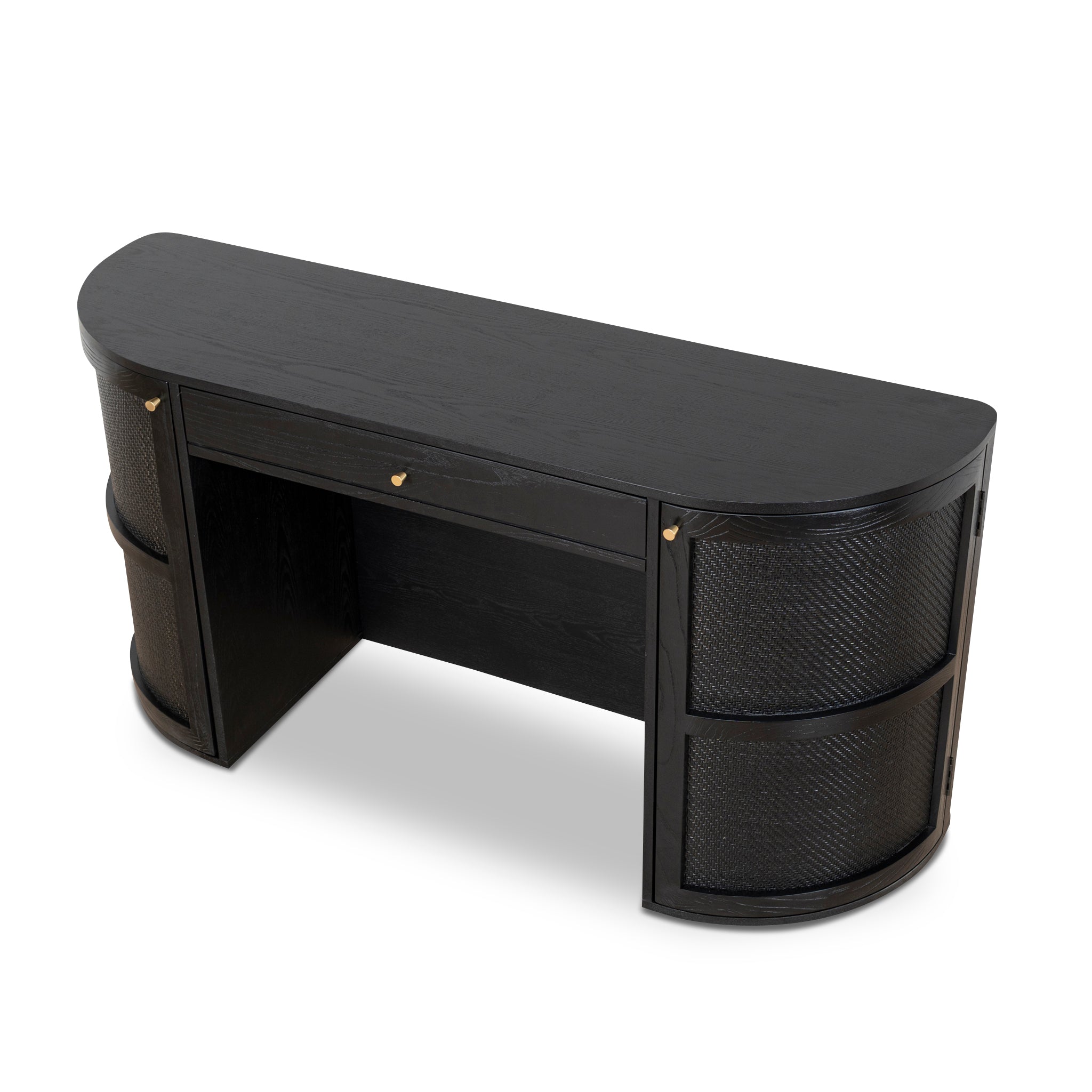 1.55m Rattan Milano Home Office Desk - Full Black