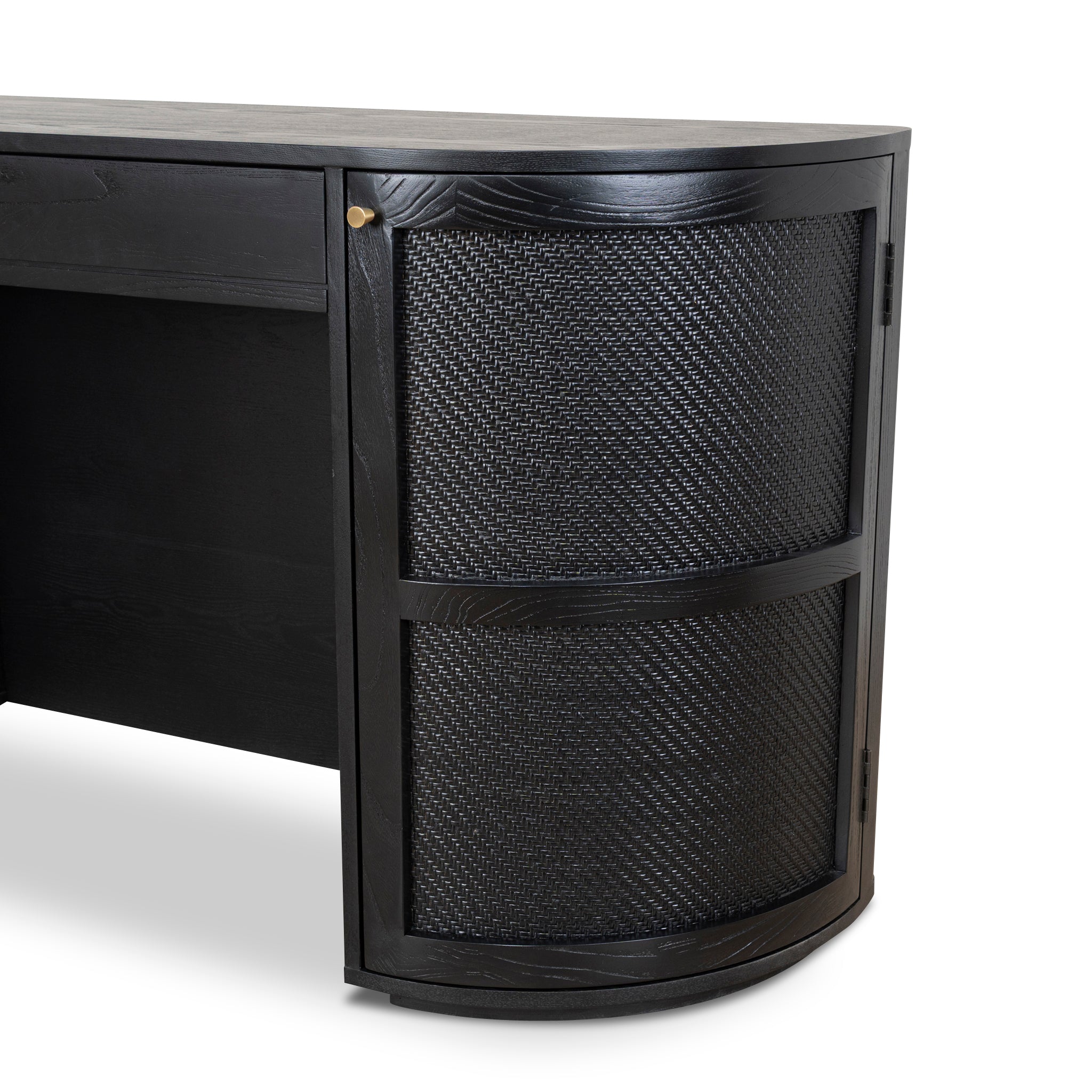 1.55m Rattan Milano Home Office Desk - Full Black