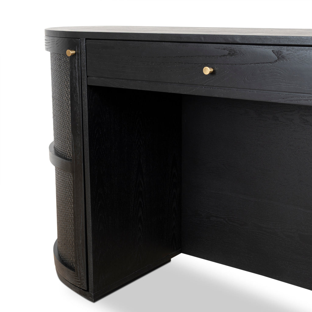 1.55m Rattan Milano Home Office Desk - Full Black