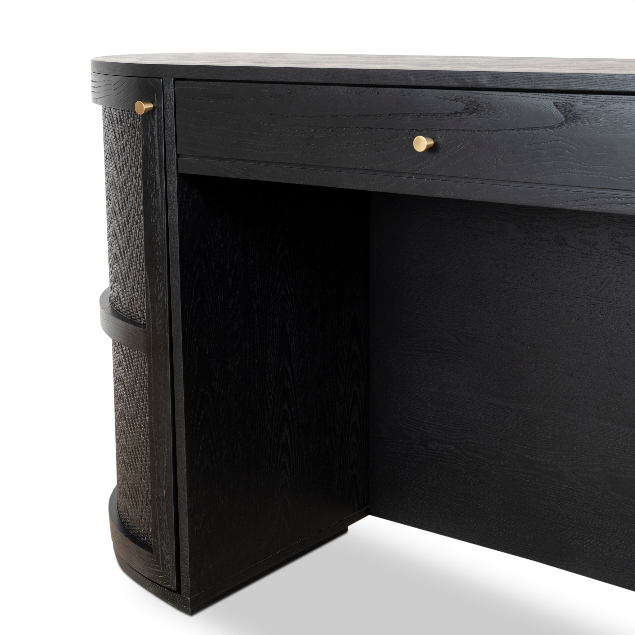 1.55m Rattan Milano Home Office Desk - Full Black