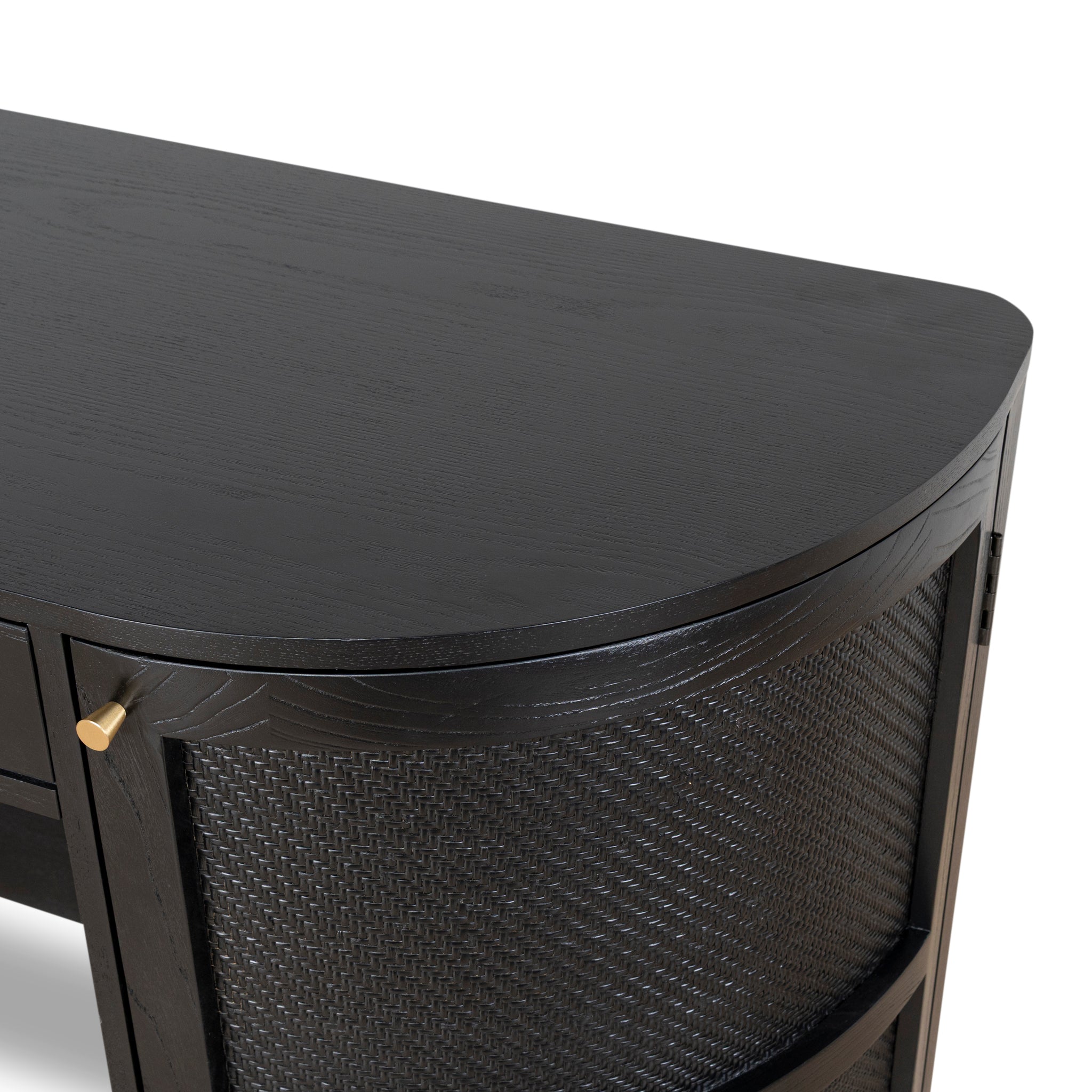 1.55m Rattan Milano Home Office Desk - Full Black