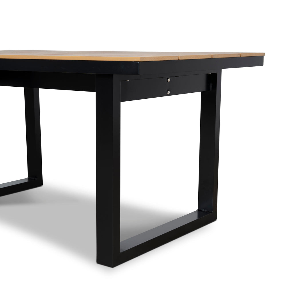 1.6m Black Outdoor Siena Dining Table - Natural
