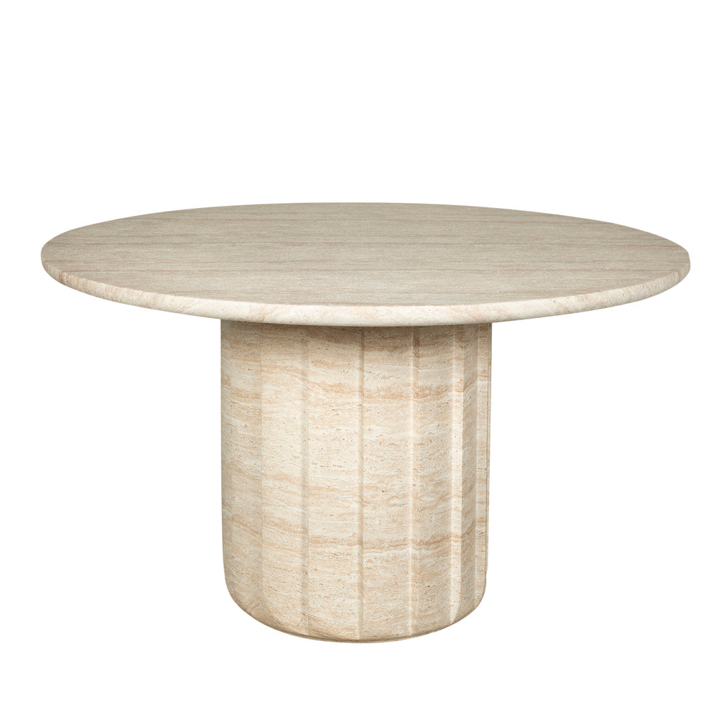 1.3m Round Concrete Siena Dining Table - Light Travertine Look