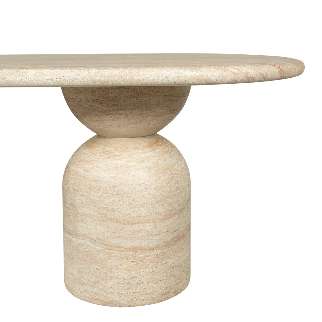 2.2m Oval Siena Dining Table - Light Travertine Look