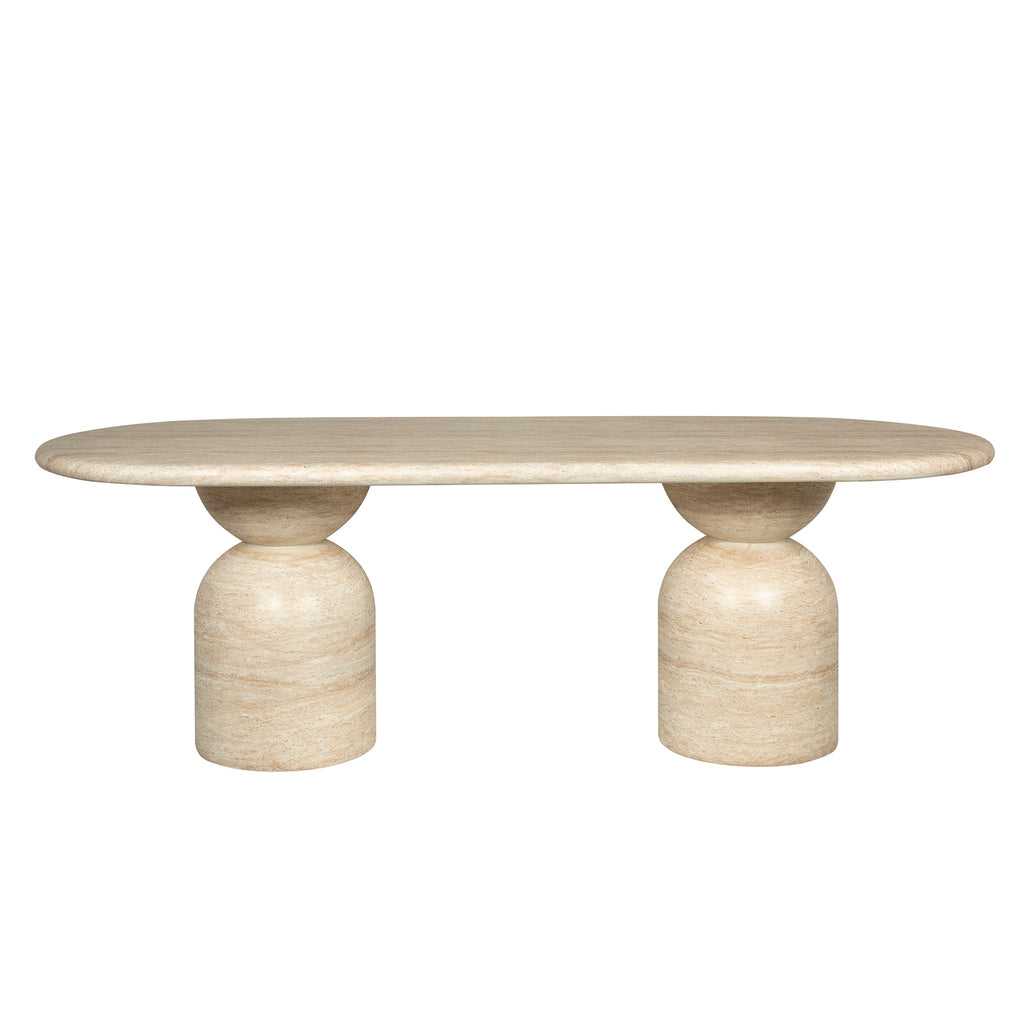 2.2m Oval Siena Dining Table - Light Travertine Look
