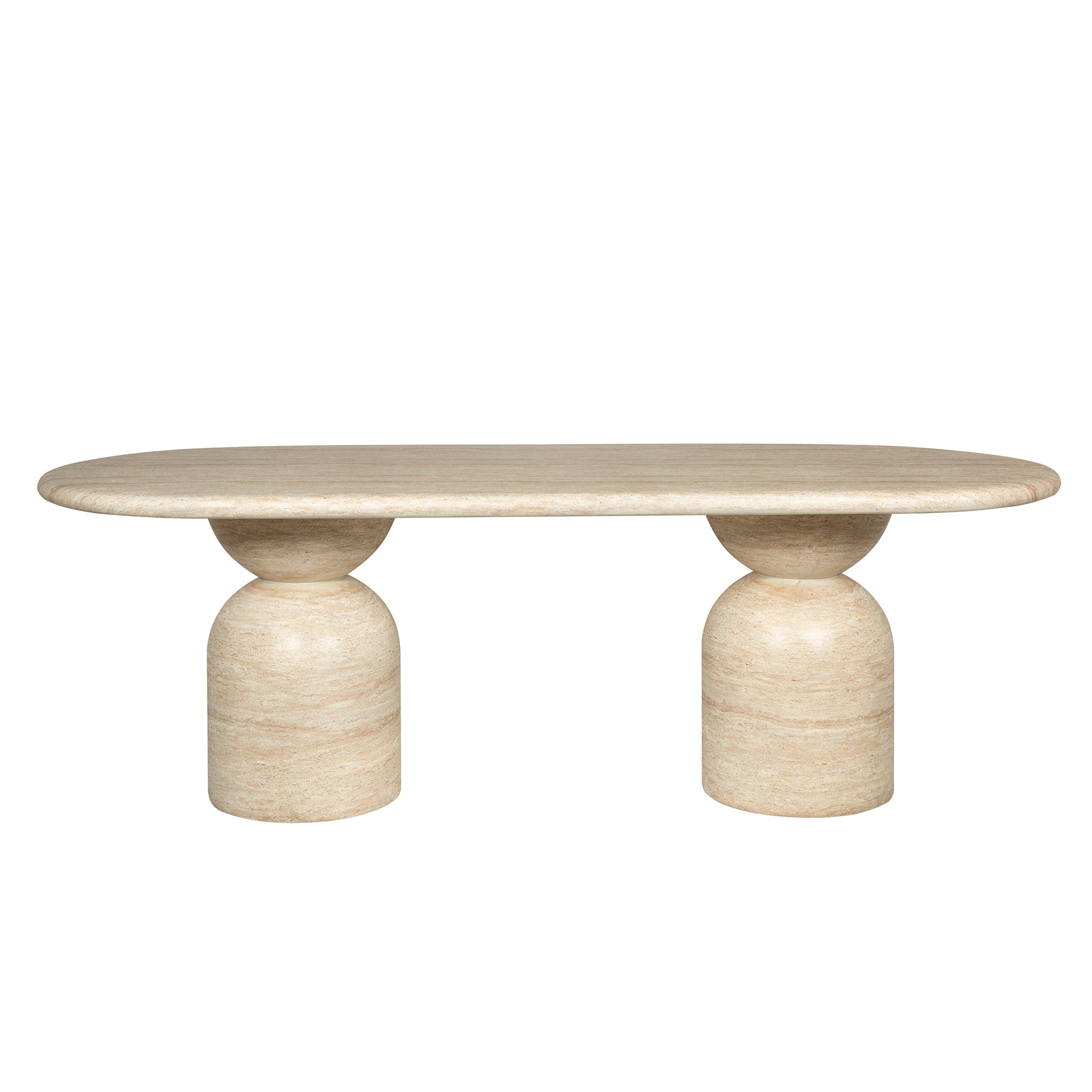 2.2m Oval Siena Dining Table - Light Travertine Look
