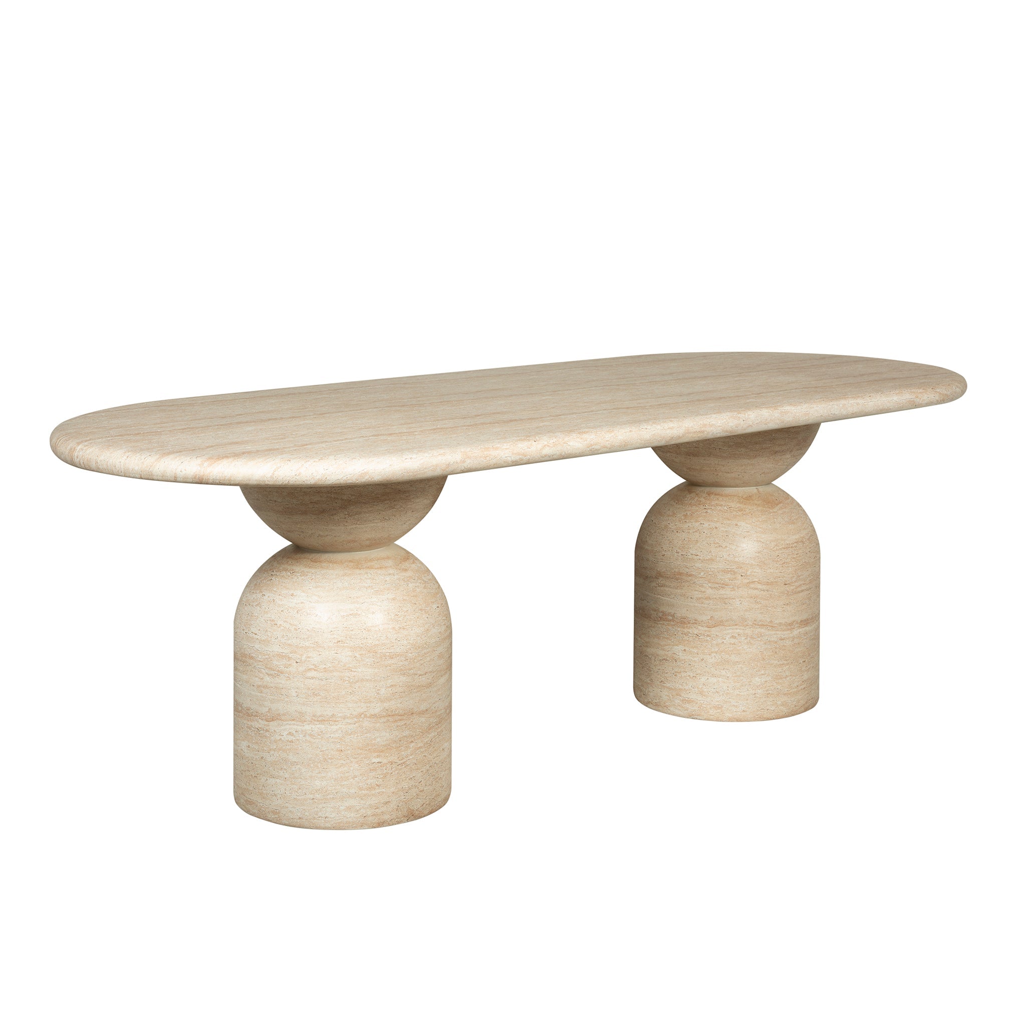 2.2m Oval Siena Dining Table - Light Travertine Look