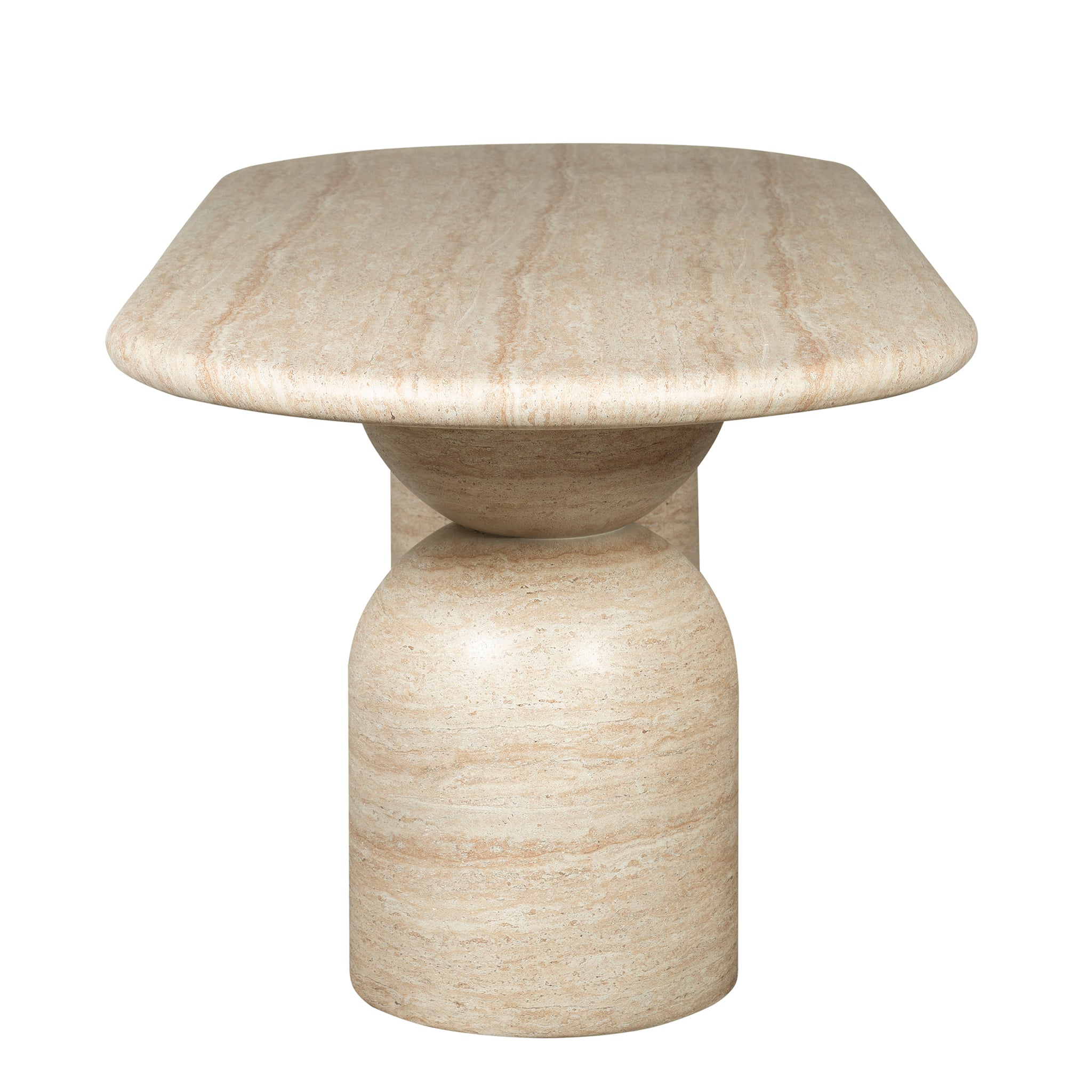 2.2m Oval Siena Dining Table - Light Travertine Look
