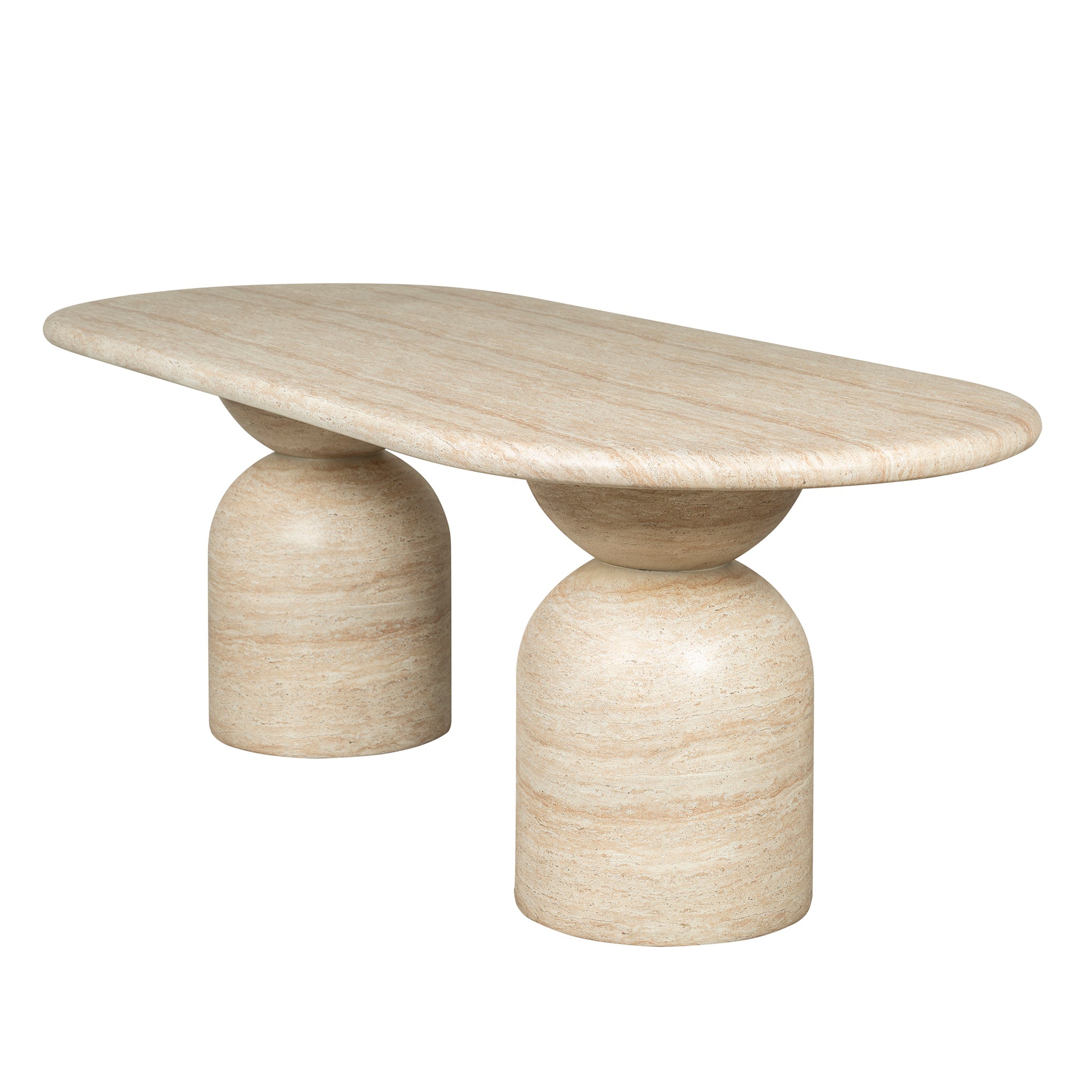 2.2m Oval Siena Dining Table - Light Travertine Look