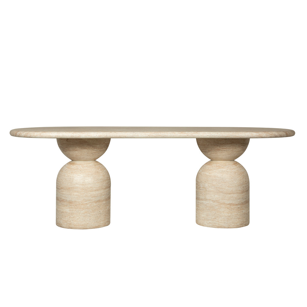 2.2m Oval Siena Dining Table - Light Travertine Look