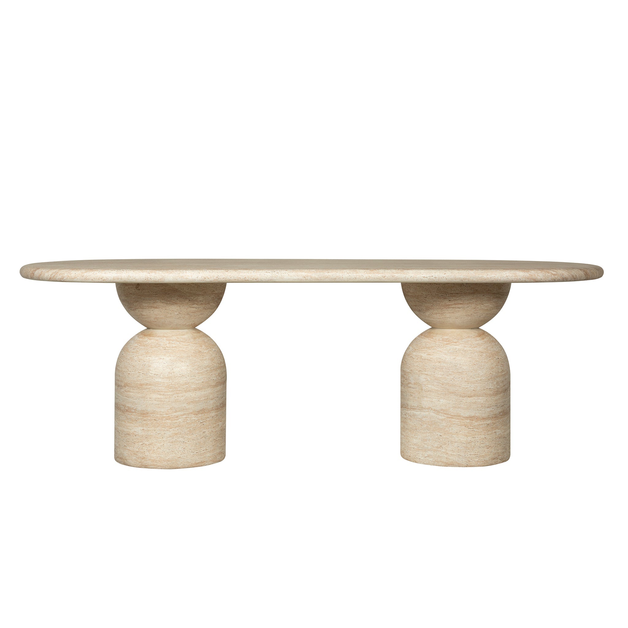2.2m Oval Siena Dining Table - Light Travertine Look