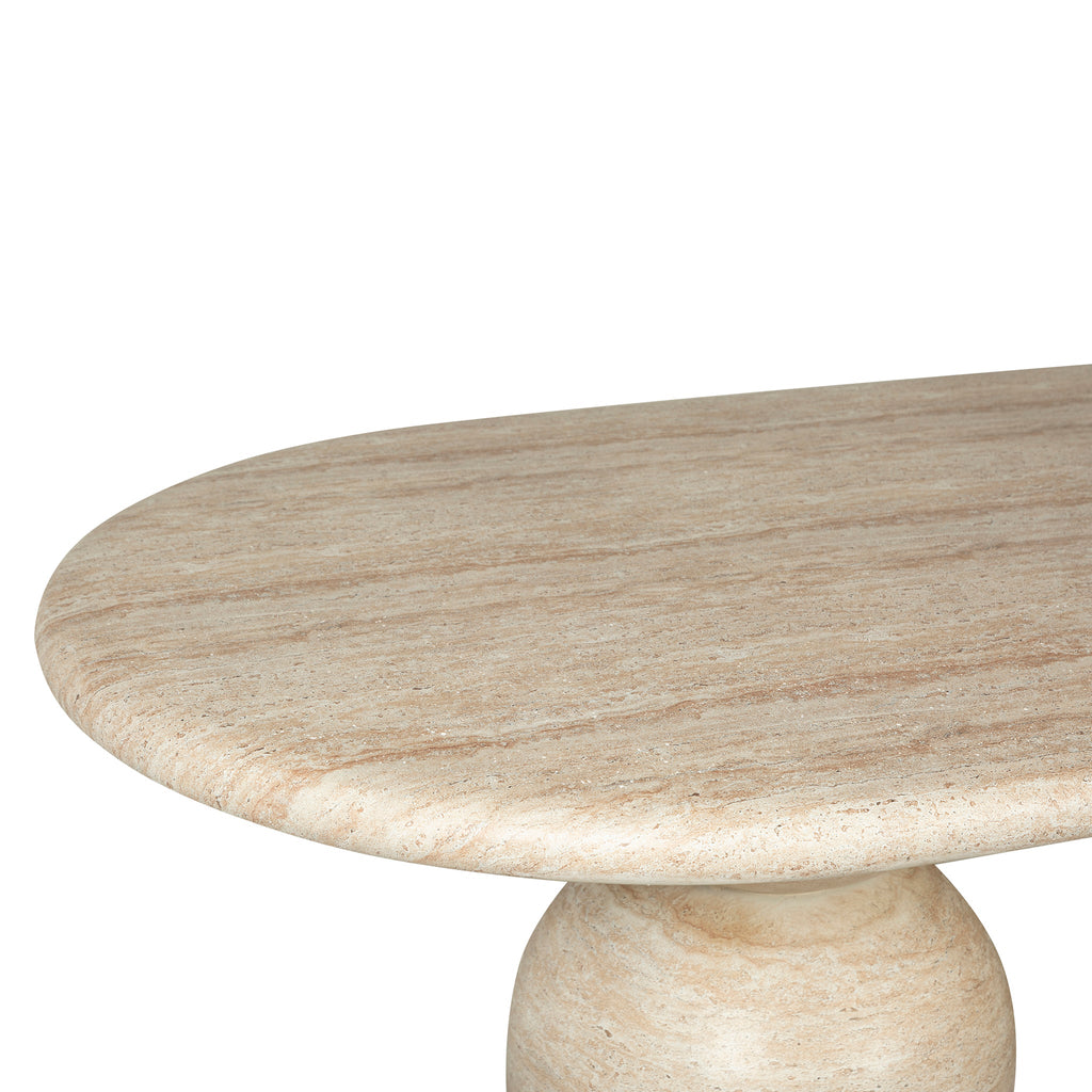 2.2m Oval Siena Dining Table - Light Travertine Look