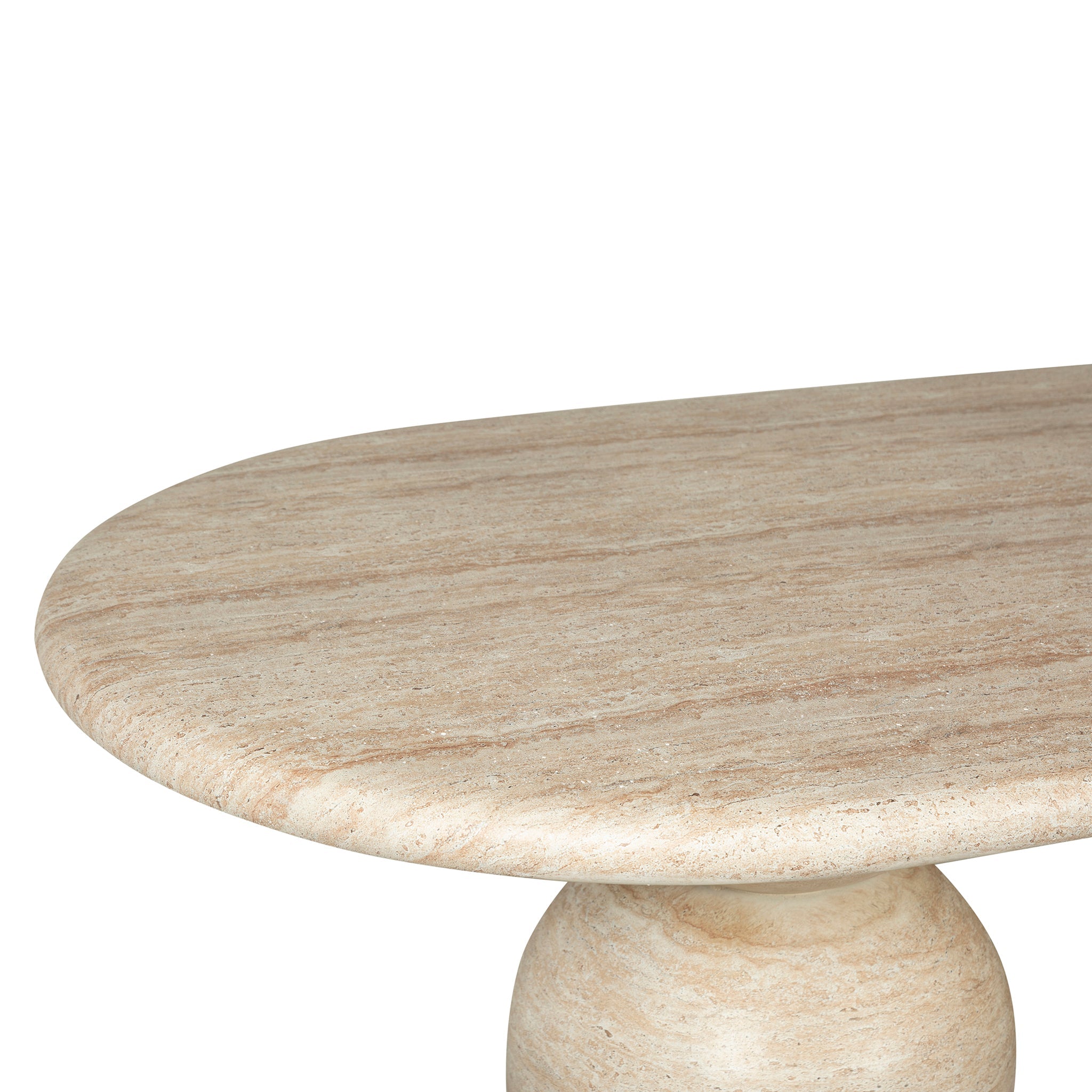 2.2m Oval Siena Dining Table - Light Travertine Look