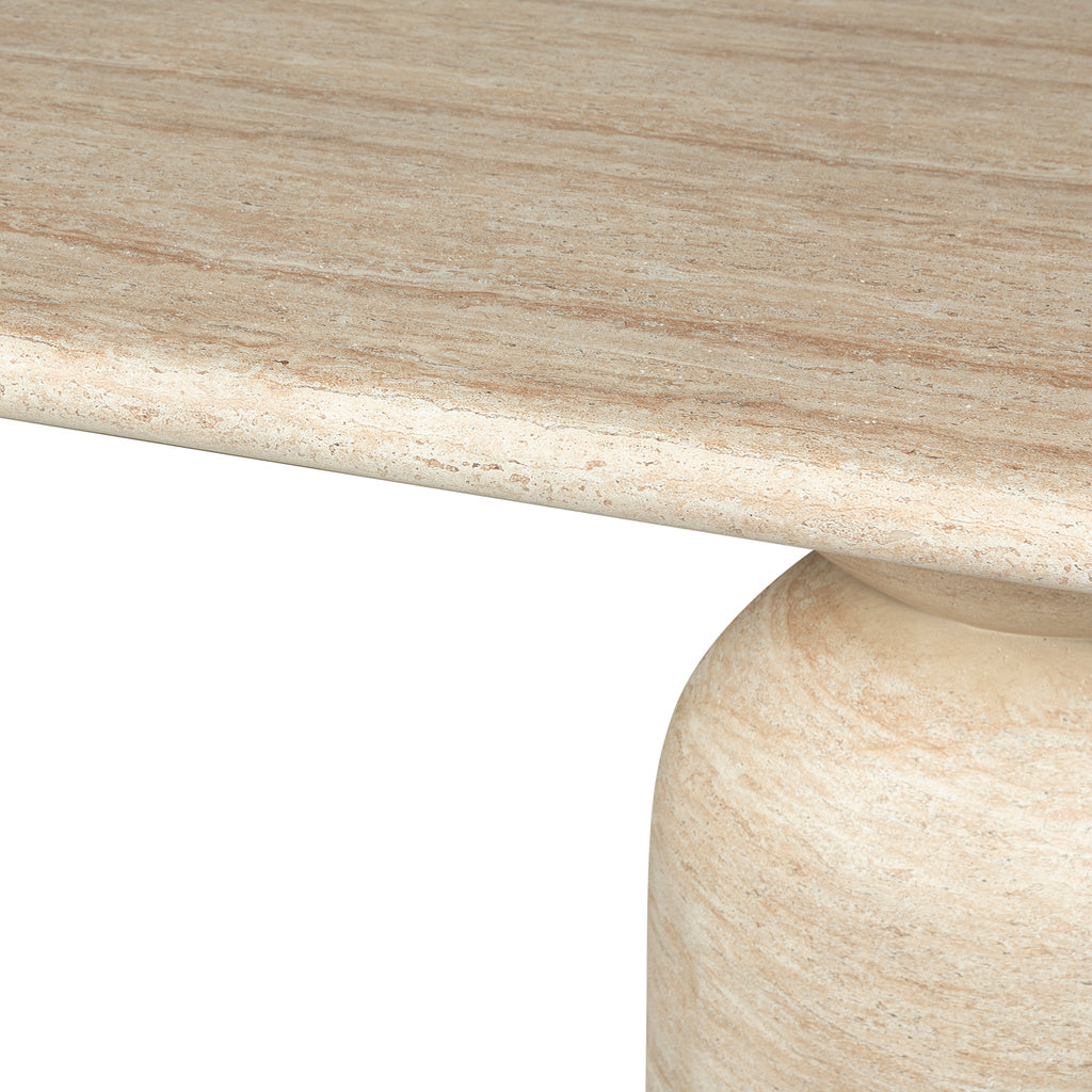 2.2m Oval Siena Dining Table - Light Travertine Look