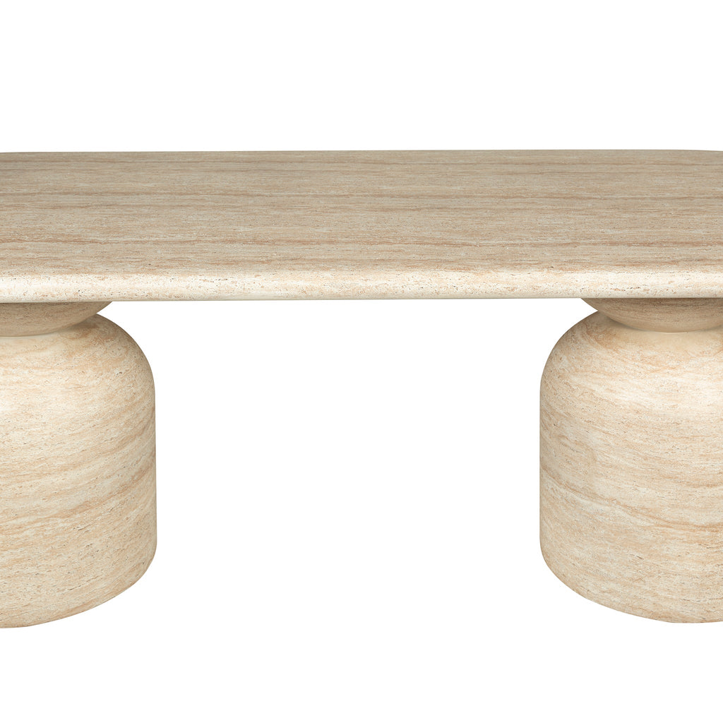 2.2m Oval Siena Dining Table - Light Travertine Look