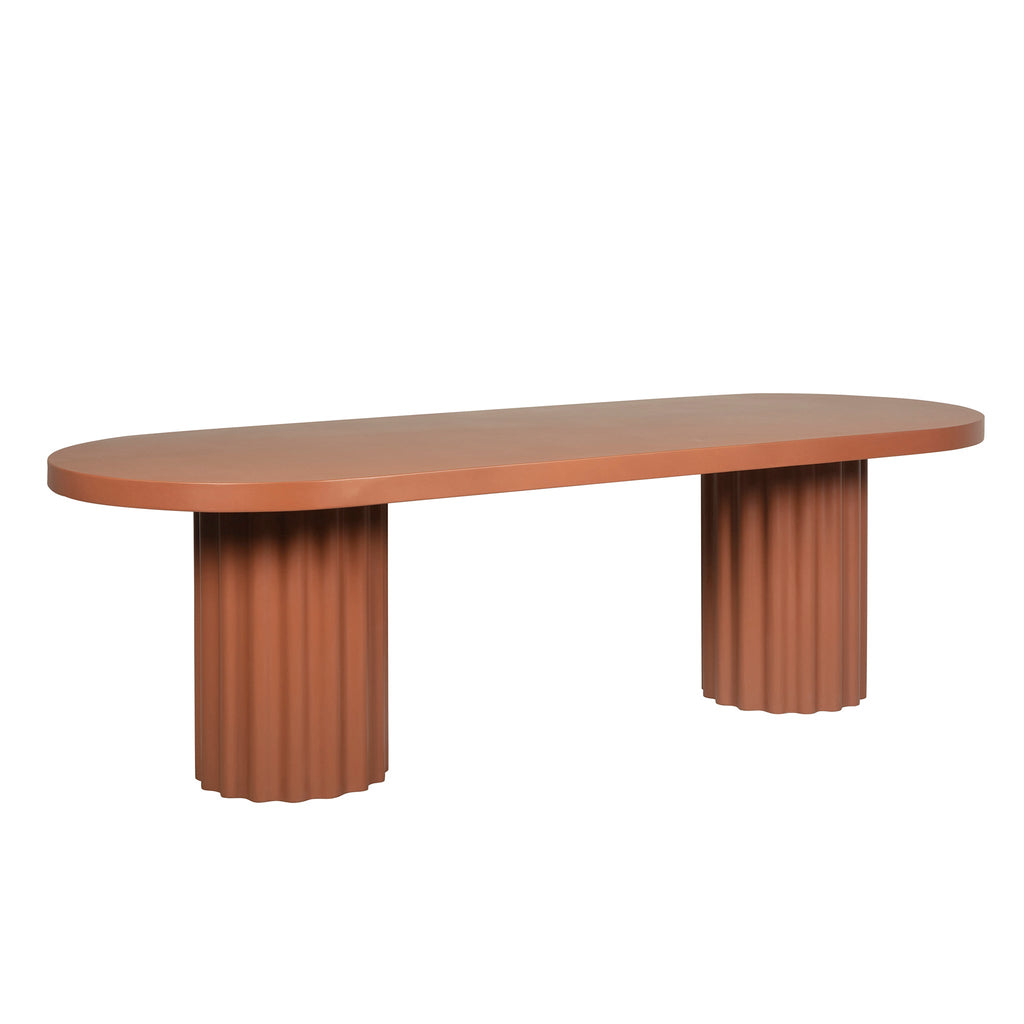 2.4m Concrete Siena Dining Table - Terracotta