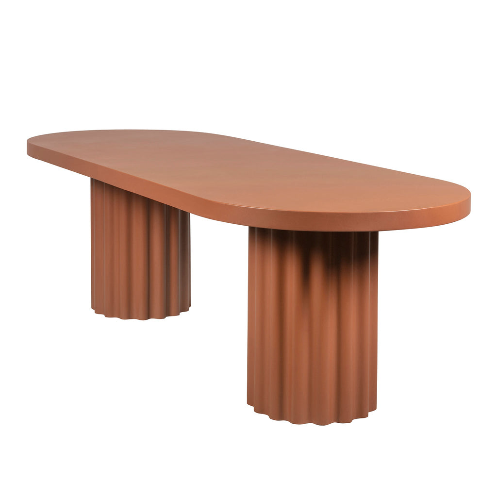 2.4m Concrete Siena Dining Table - Terracotta