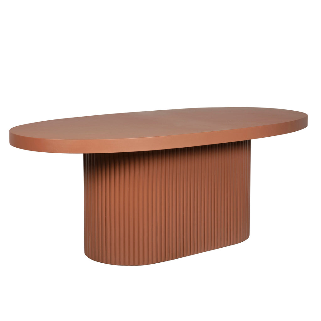 2m Concrete Oval Siena Dining Table - Terracotta