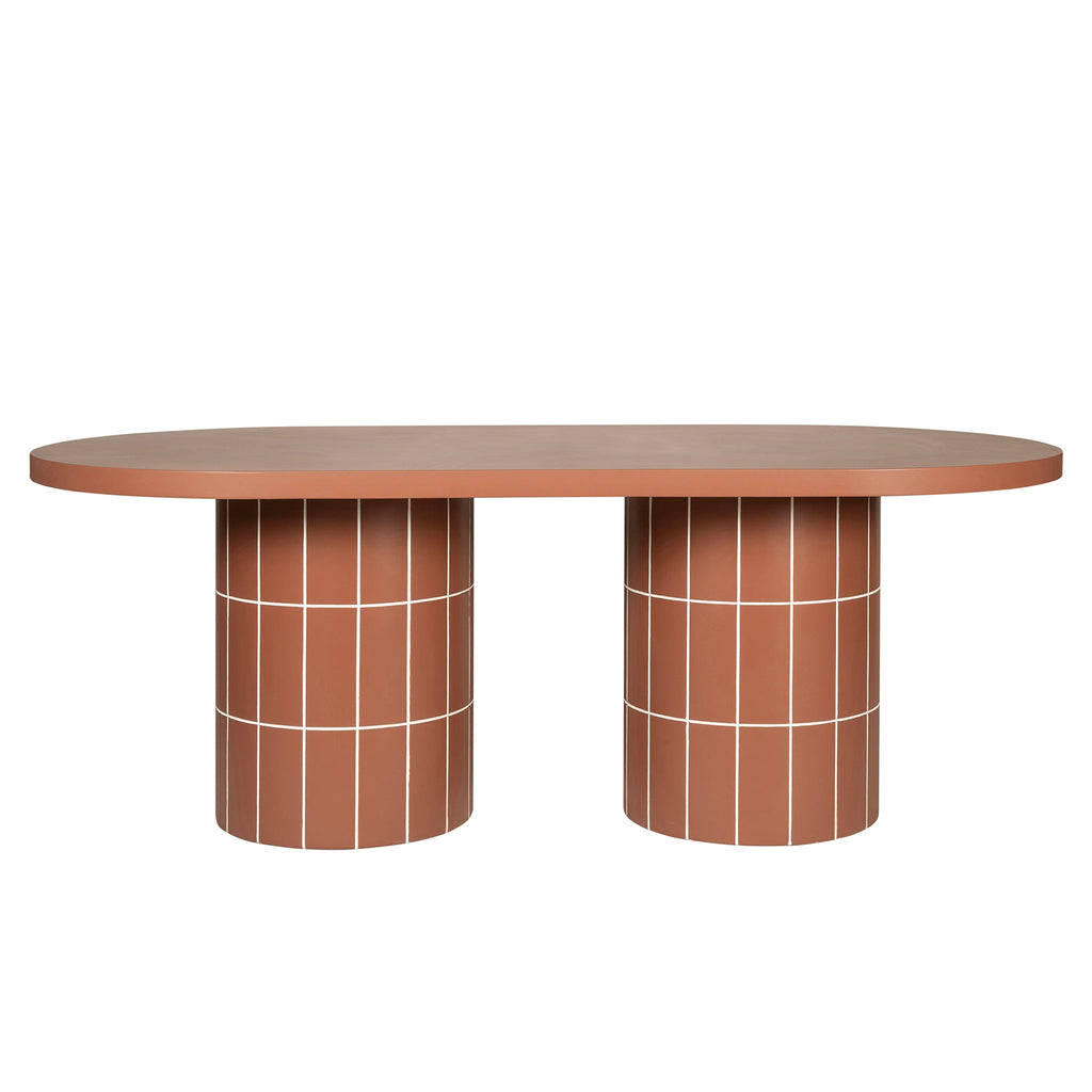 2m Concrete Oval Siena Dining Table - Terracotta
