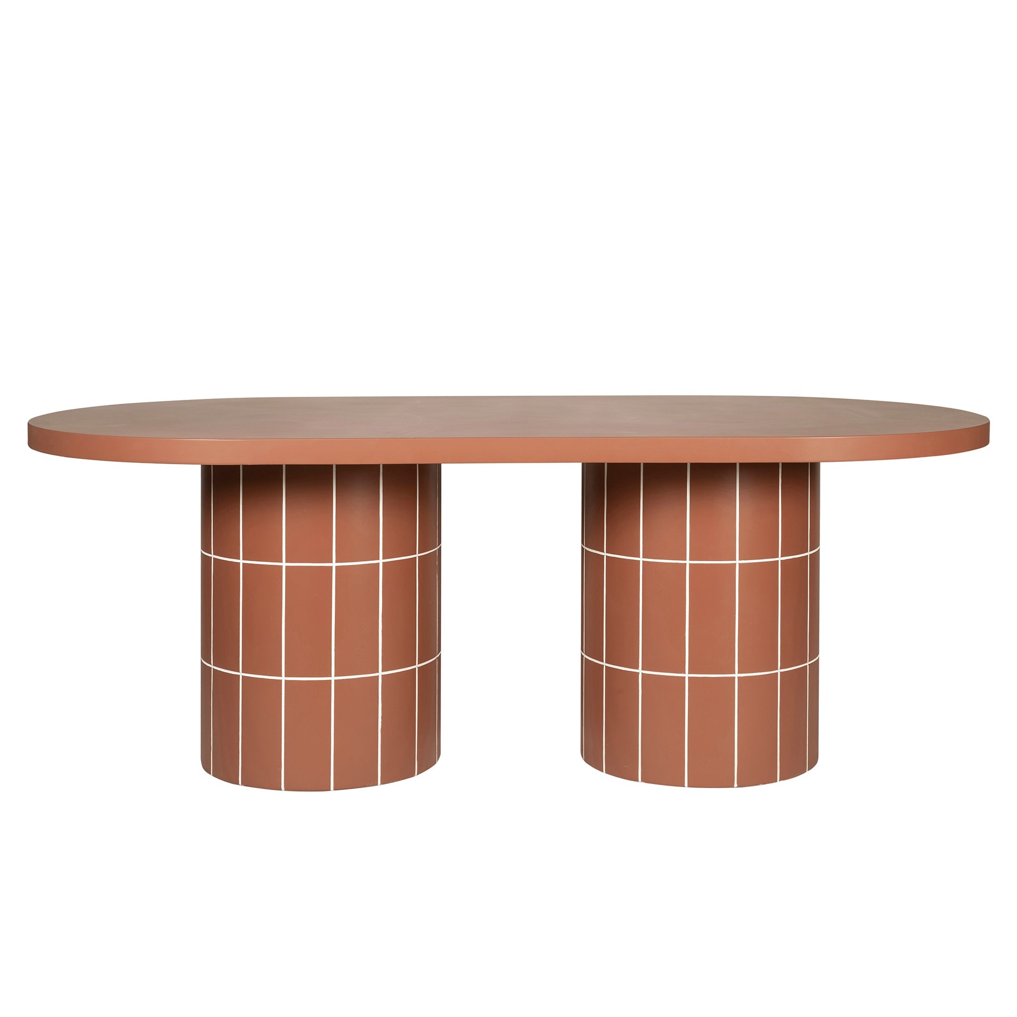 2m Concrete Oval Siena Dining Table - Terracotta