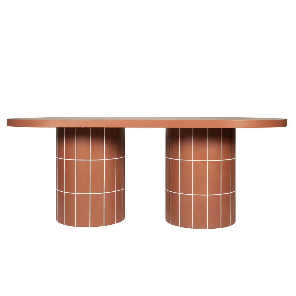 2m Concrete Oval Siena Dining Table - Terracotta