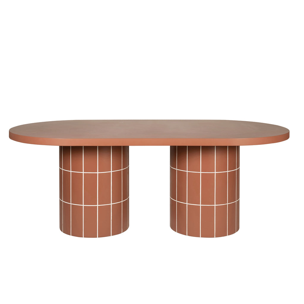 2m Concrete Oval Siena Dining Table - Terracotta