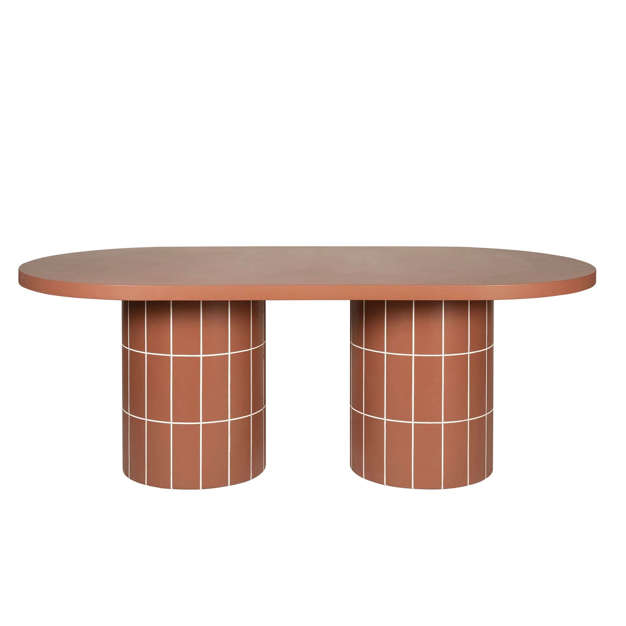 2m Concrete Oval Siena Dining Table - Terracotta