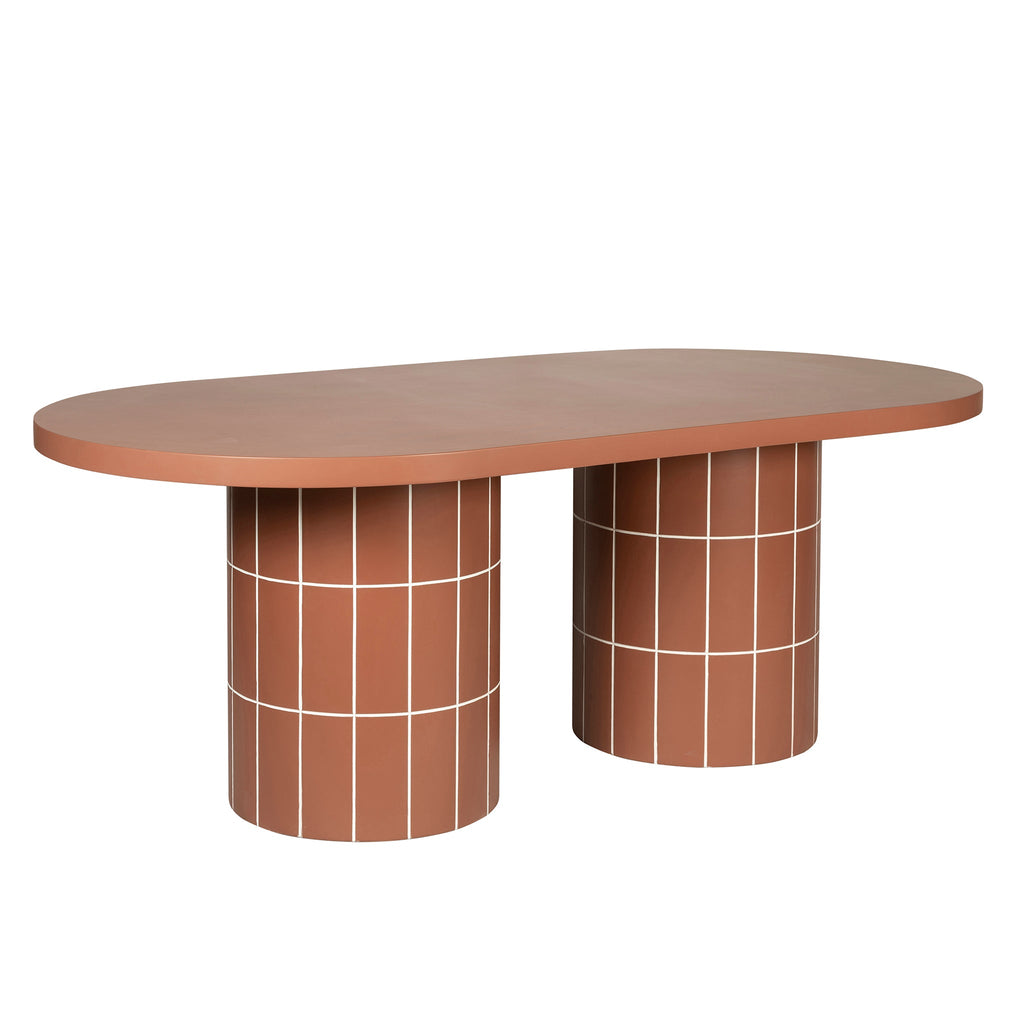 2m Concrete Oval Siena Dining Table - Terracotta