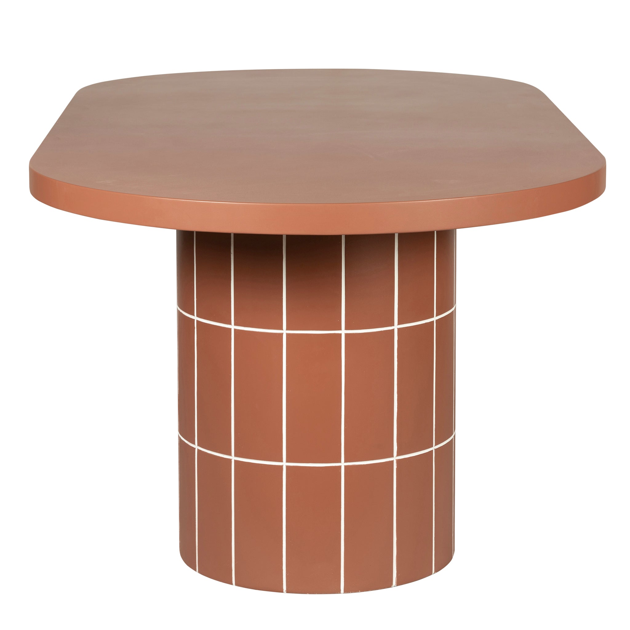 2m Concrete Oval Siena Dining Table - Terracotta