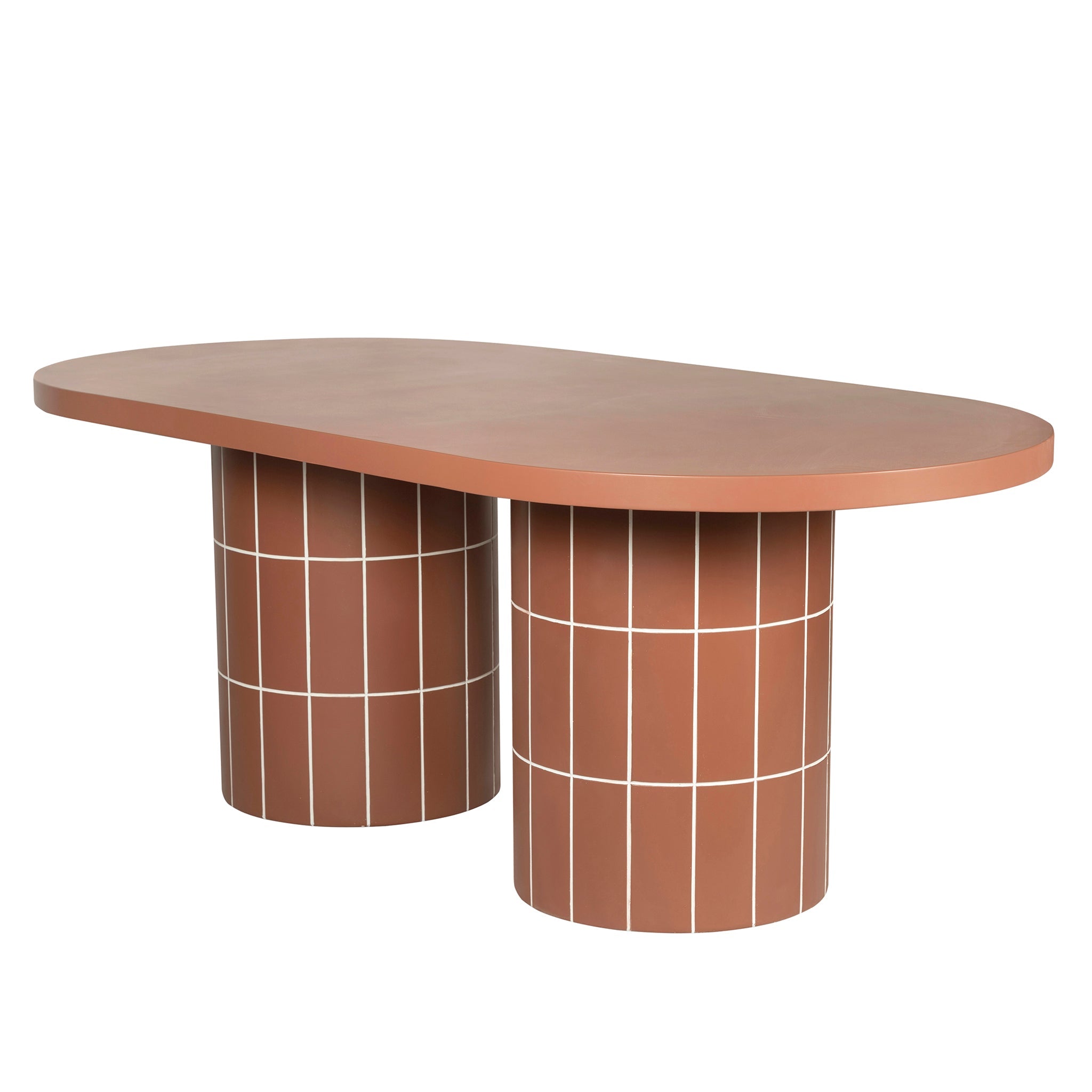 2m Concrete Oval Siena Dining Table - Terracotta