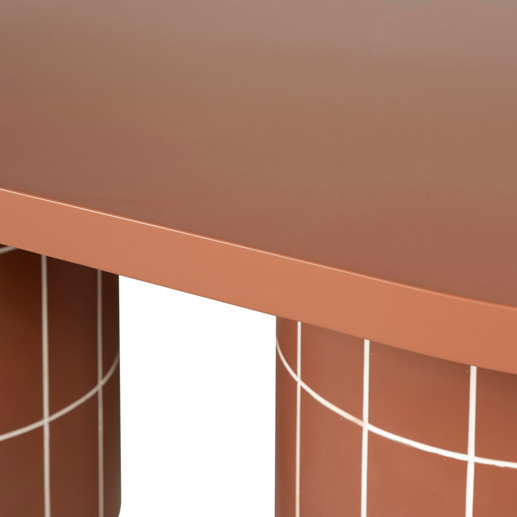2m Concrete Oval Siena Dining Table - Terracotta