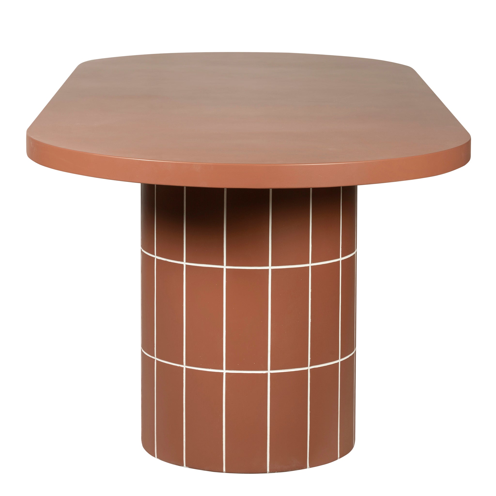 2.4m Concrete Oval Siena Dining Table - Terracotta