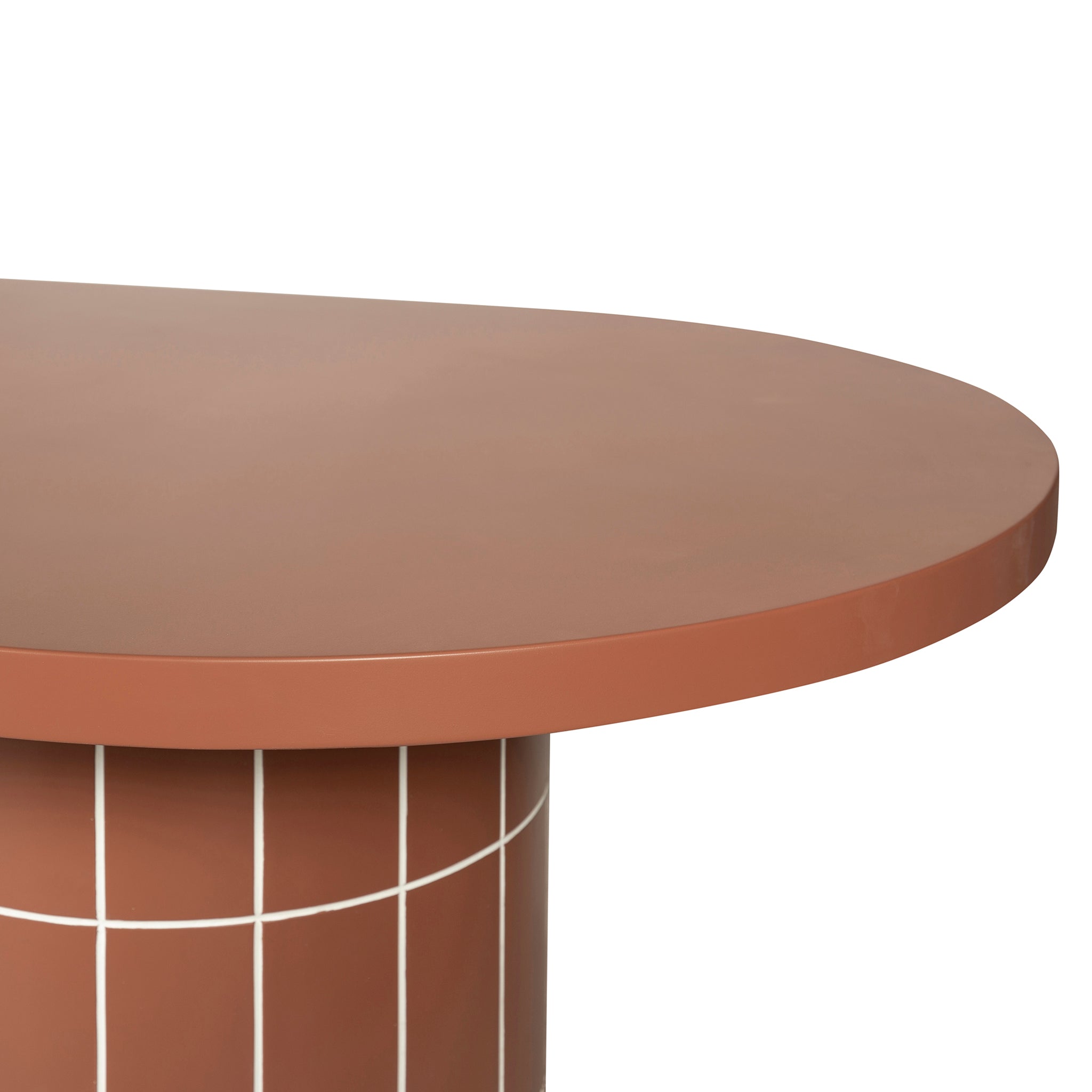 2.4m Concrete Oval Siena Dining Table - Terracotta