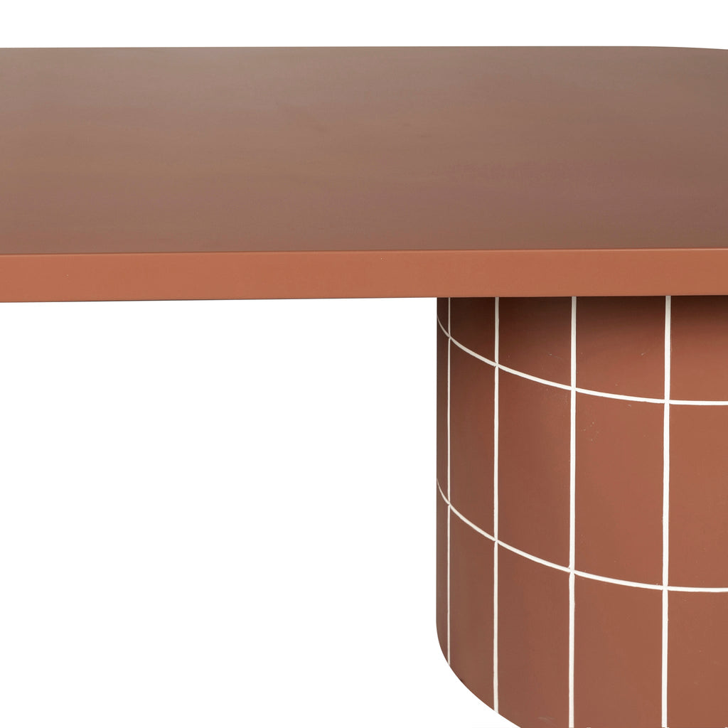 2.4m Concrete Oval Siena Dining Table - Terracotta