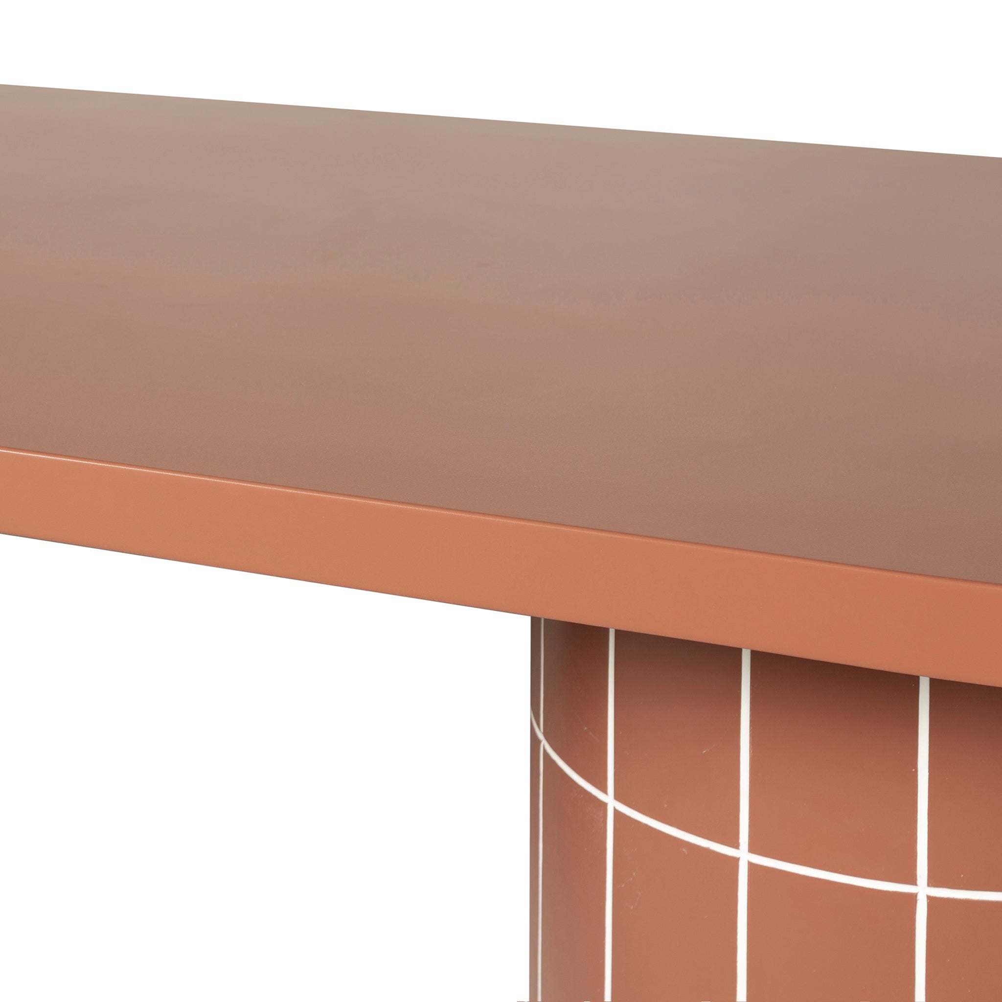 2.4m Concrete Oval Siena Dining Table - Terracotta