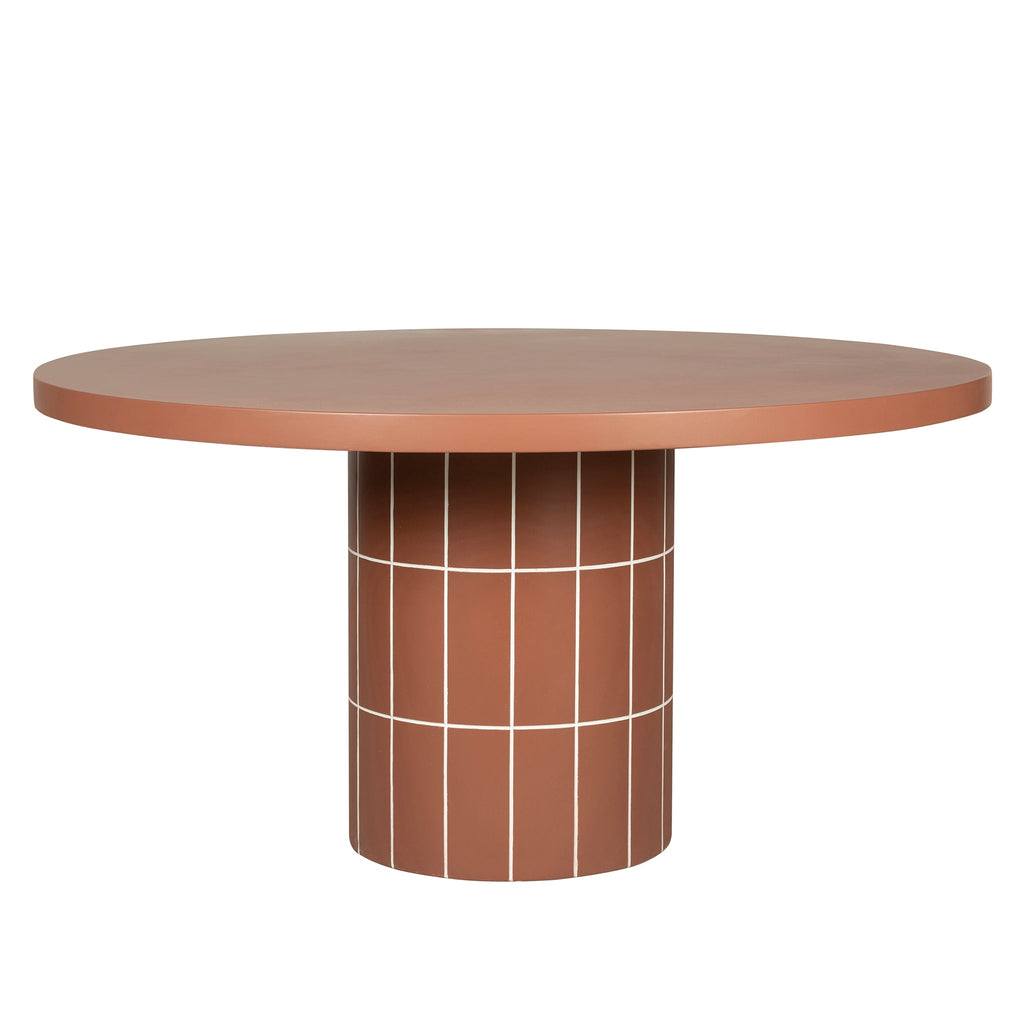 1.4m Concrete Round Siena Dining Table - Terracotta