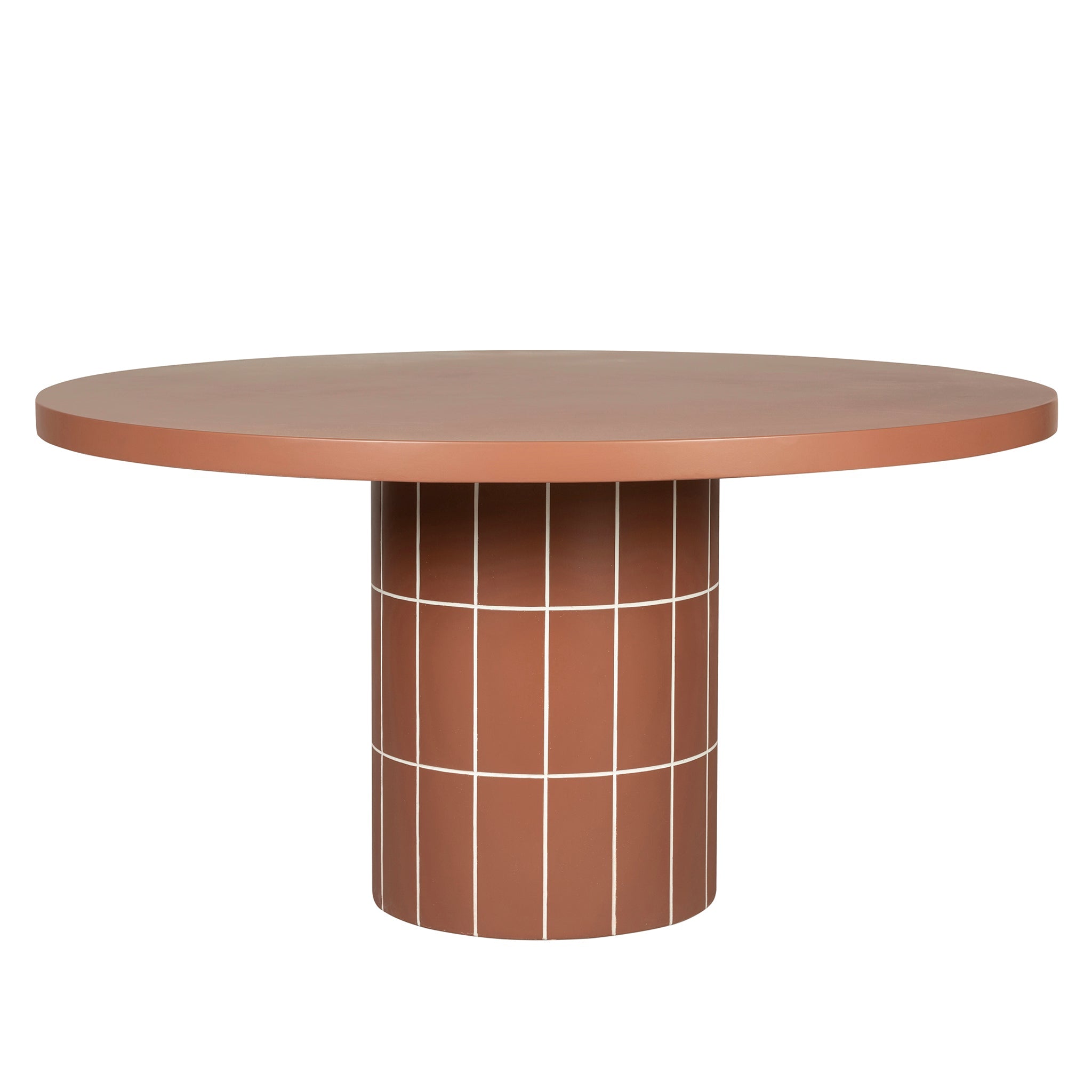 1.4m Concrete Round Siena Dining Table - Terracotta
