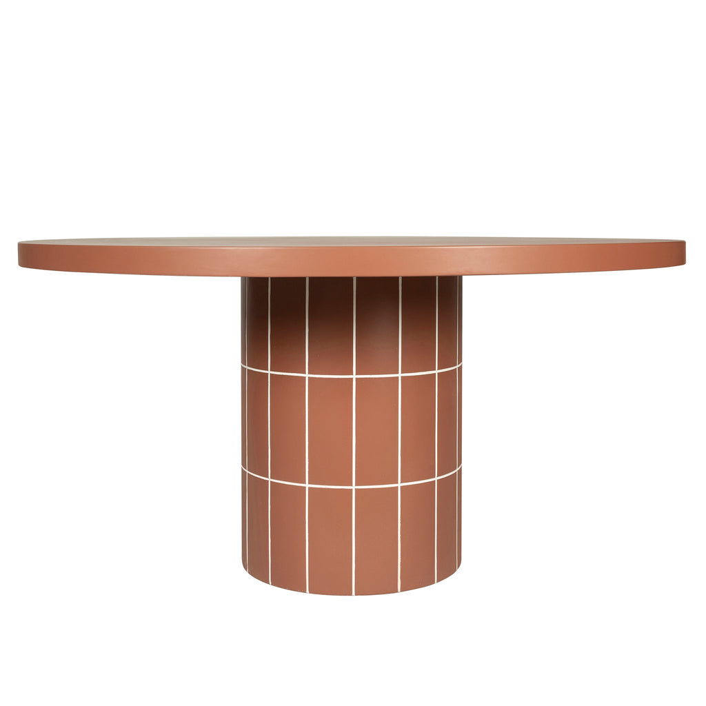 1.4m Concrete Round Siena Dining Table - Terracotta