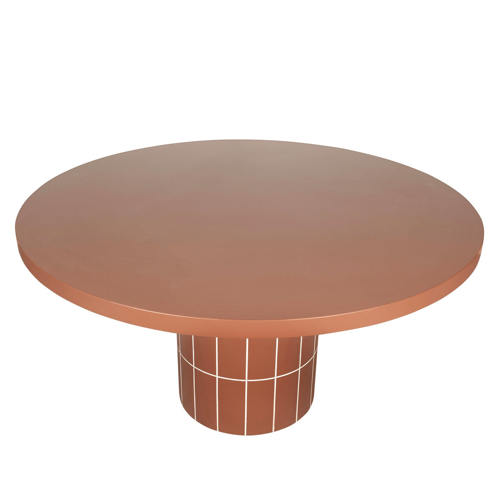 1.4m Concrete Round Siena Dining Table - Terracotta
