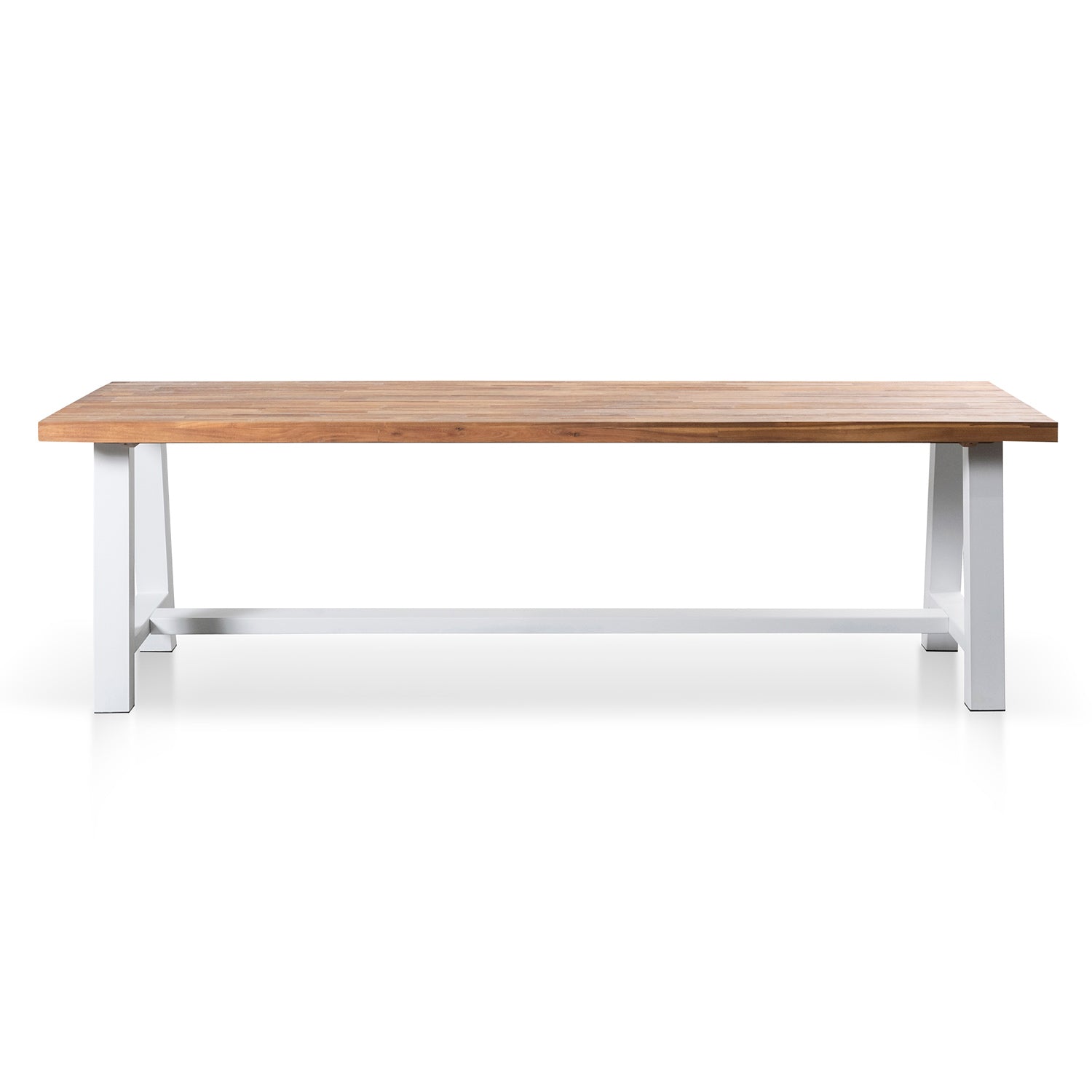 2.5m Outdoor Siena Dining Table - Natural Top and White Base