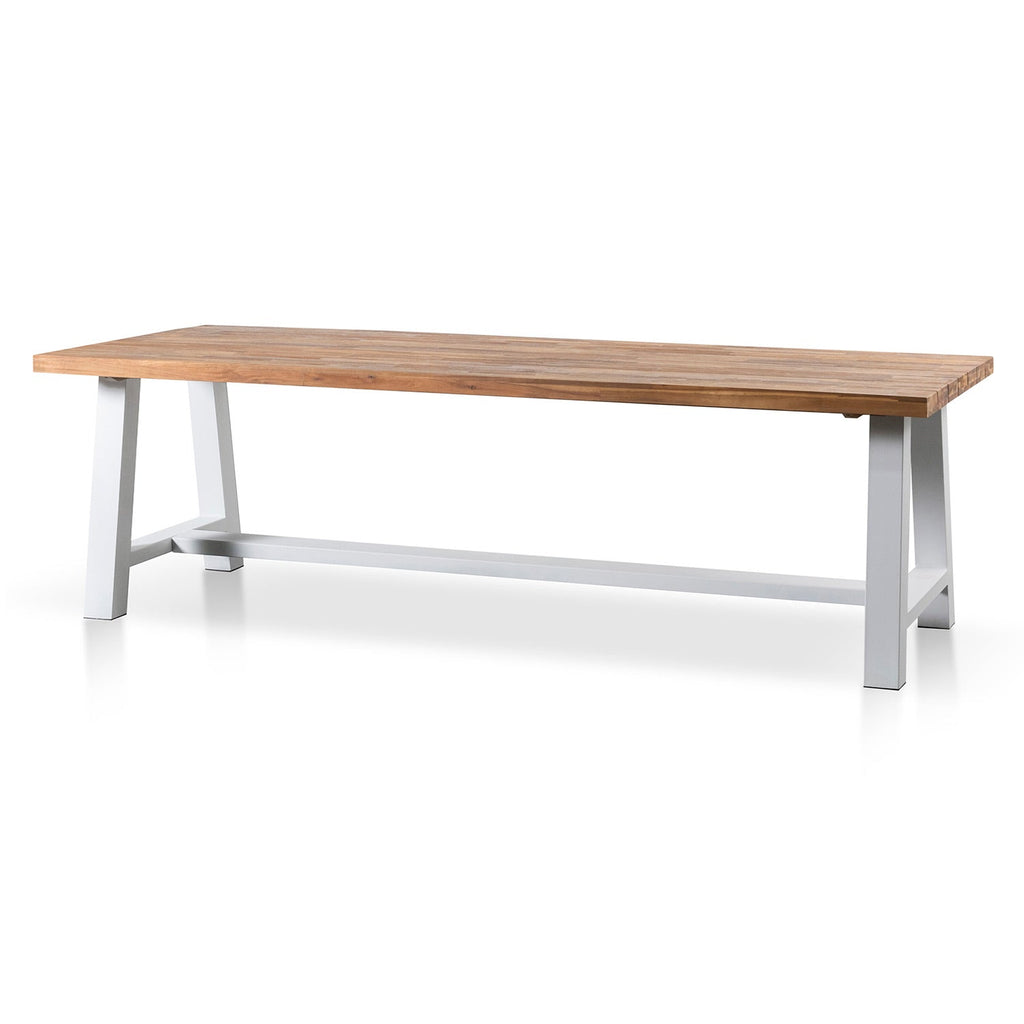 2.5m Outdoor Siena Dining Table - Natural Top and White Base