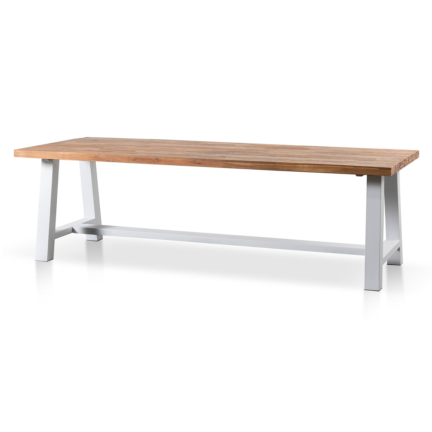 2.5m Outdoor Siena Dining Table - Natural Top and White Base