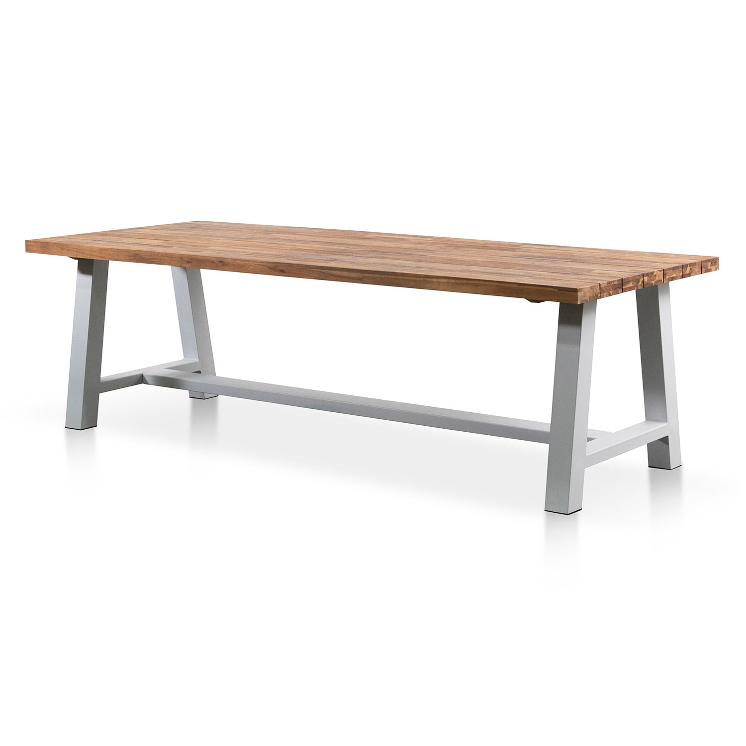 2.5m Outdoor Siena Dining Table - Natural Top and White Base