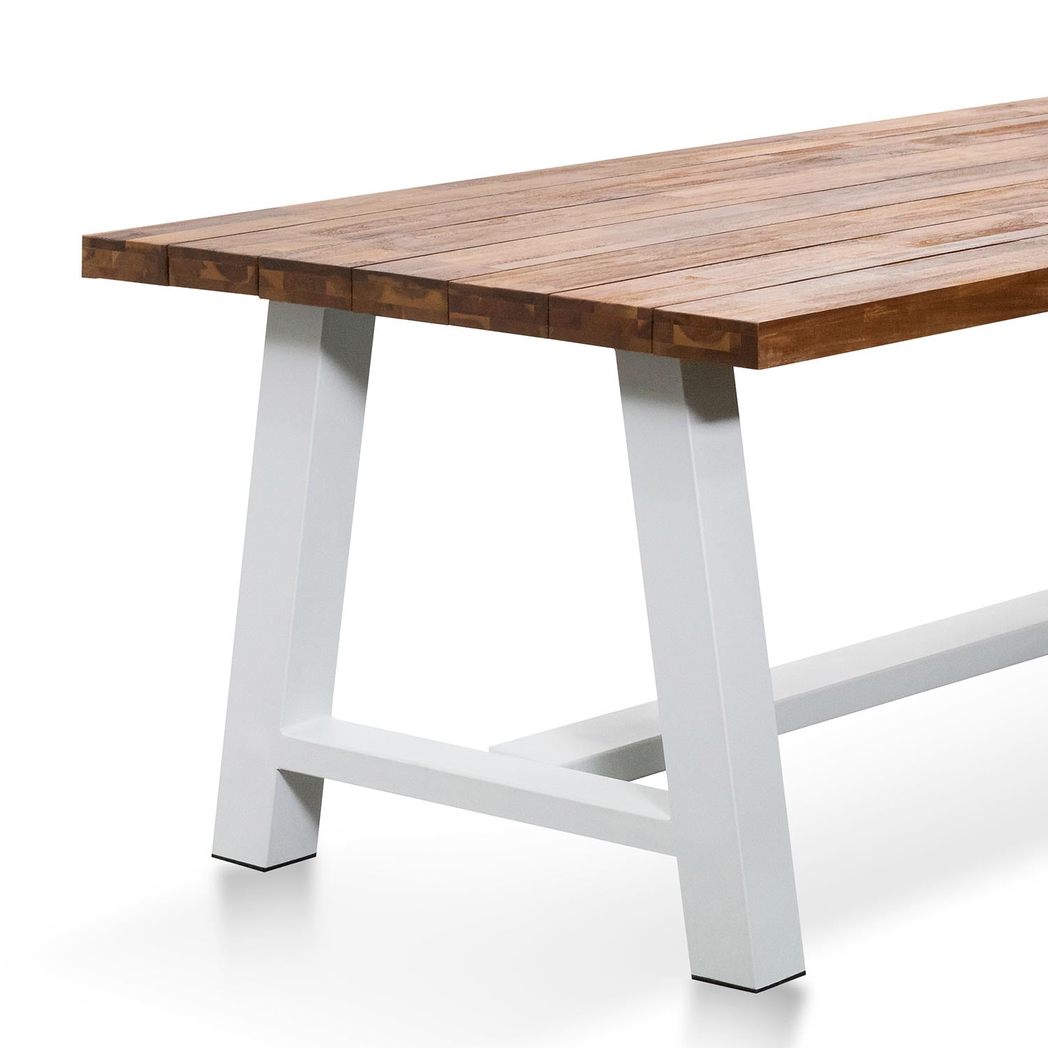 2.5m Outdoor Siena Dining Table - Natural Top and White Base