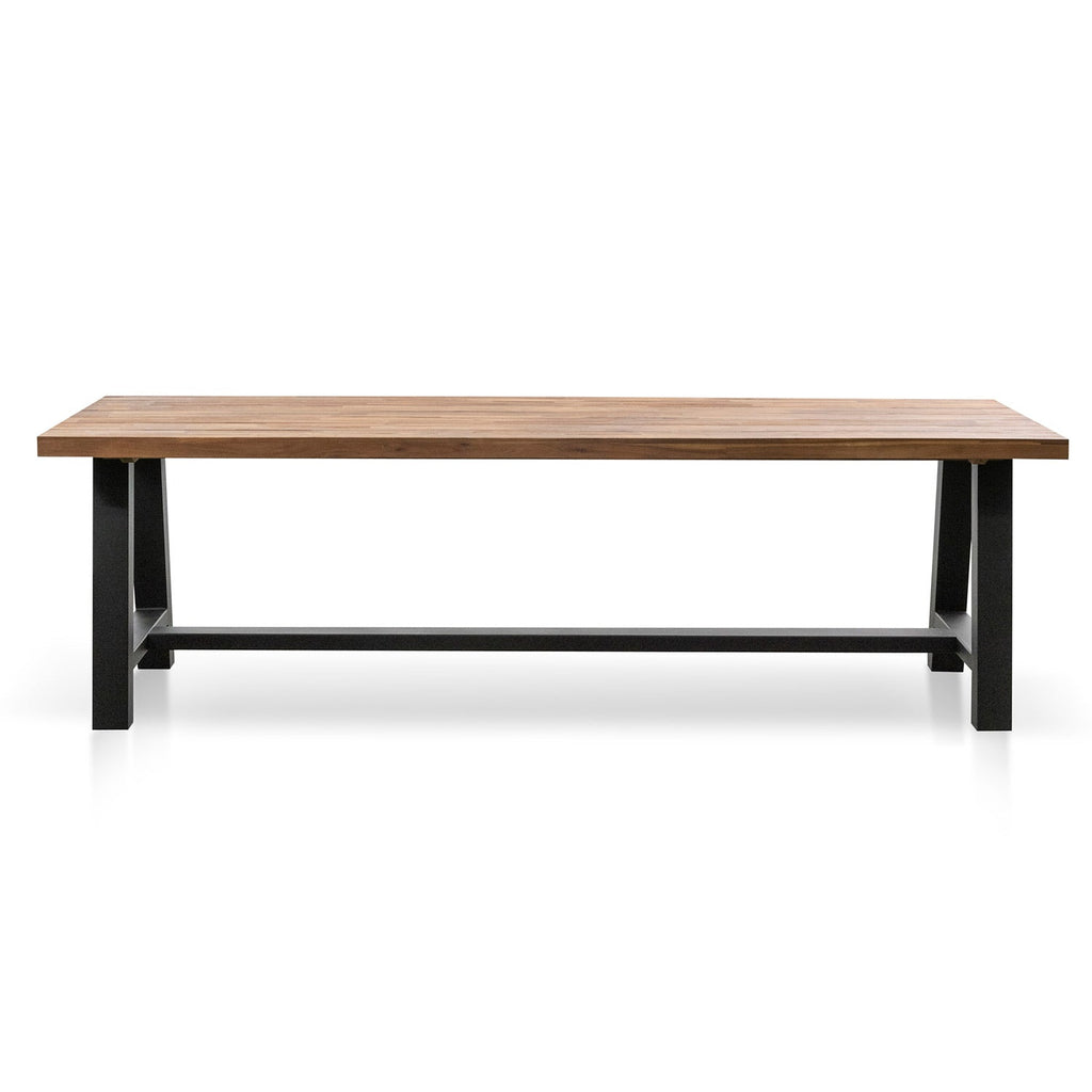 Outdoor Siena Dining Table - Natural Top and Black Base