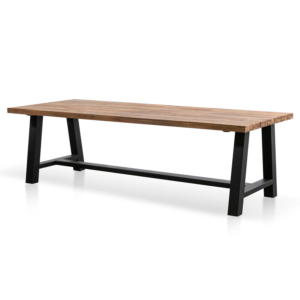 Outdoor Siena Dining Table - Natural Top and Black Base