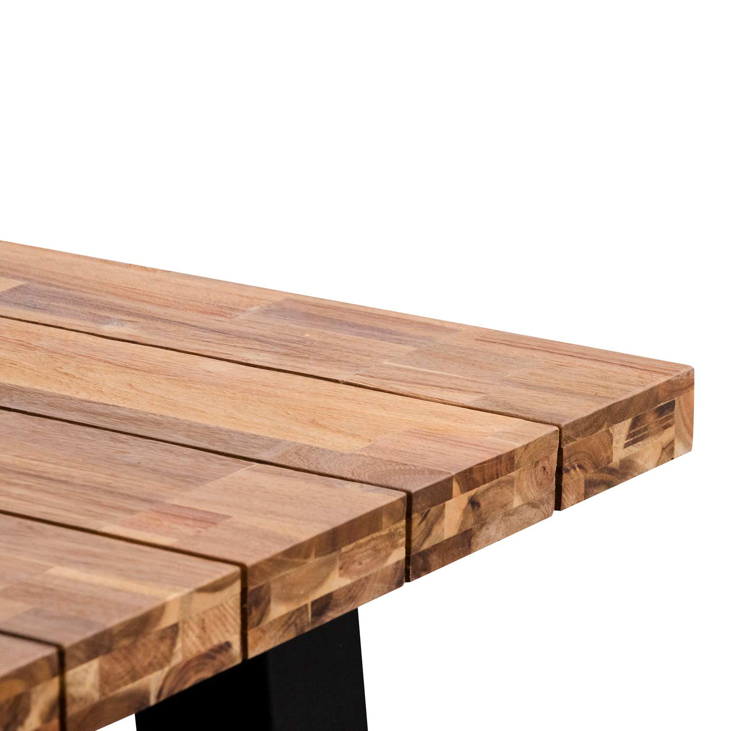 Outdoor Siena Dining Table - Natural Top and Black Base
