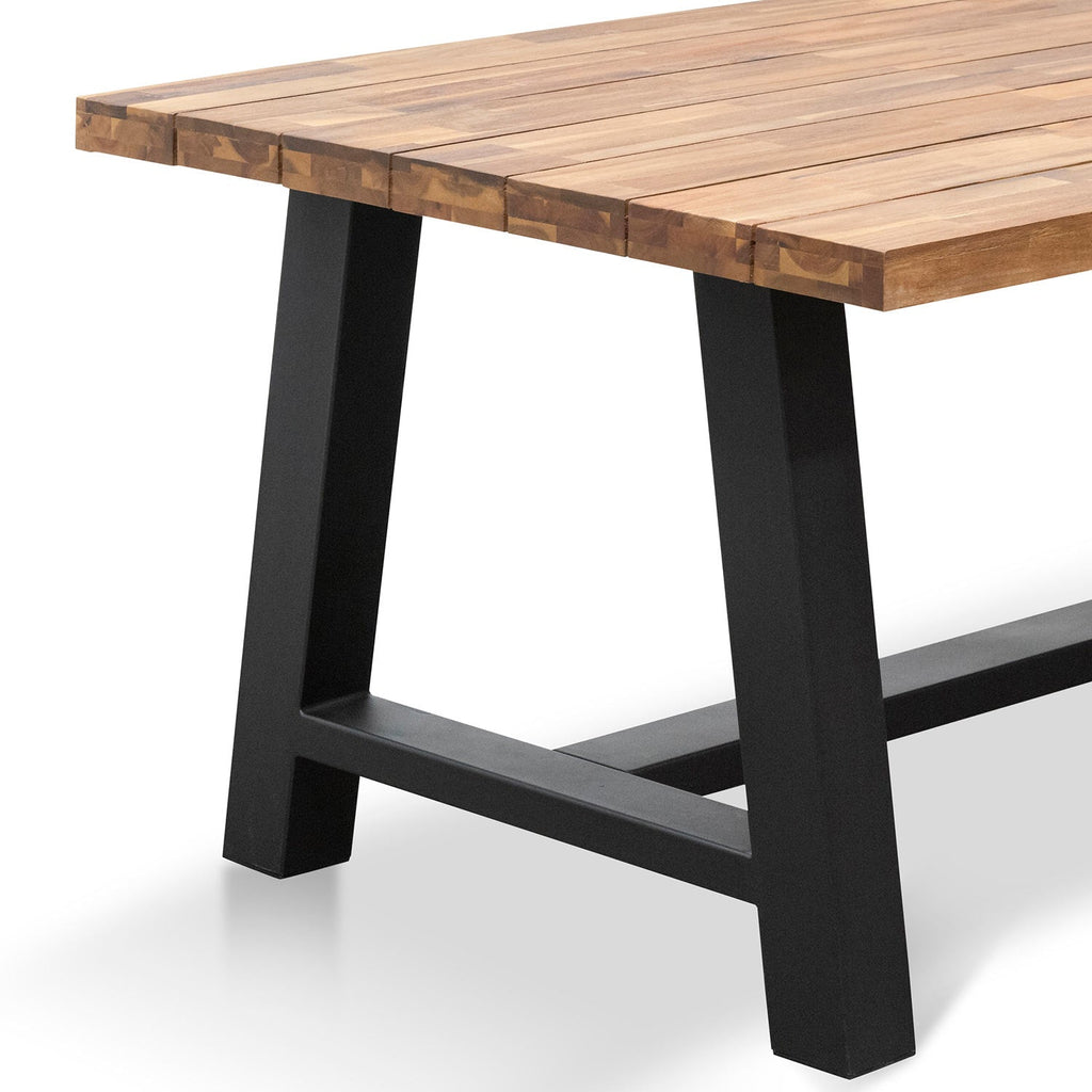 Outdoor Siena Dining Table - Natural Top and Black Base